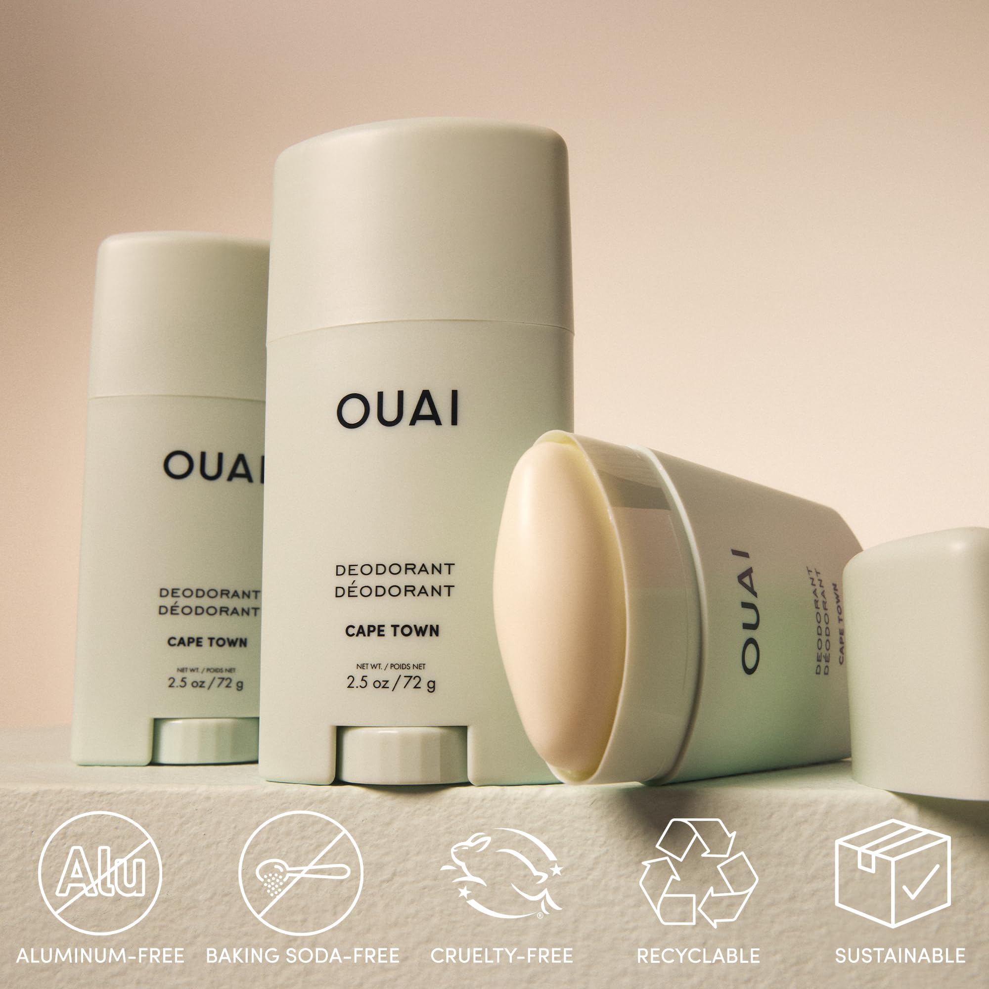 OUAI Aluminum Free Deodorant - Women's Deodorant with 24-Hour Odor Control & Invisible Application - Enriched with Notes of Wet Grass, Ginger, Basil & Green Fig - Cape Town (2.5 oz) OUAI buy supplements canada
