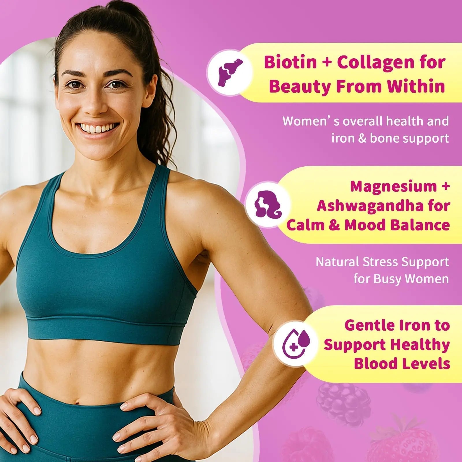Multivitamin for Women Gummies With Iron, Magnesium, Folate, Biotin, Zinc, Womens Multivitamin Gummy Vitamin D3 A C E, B Complex GparkNature buy supplements canada