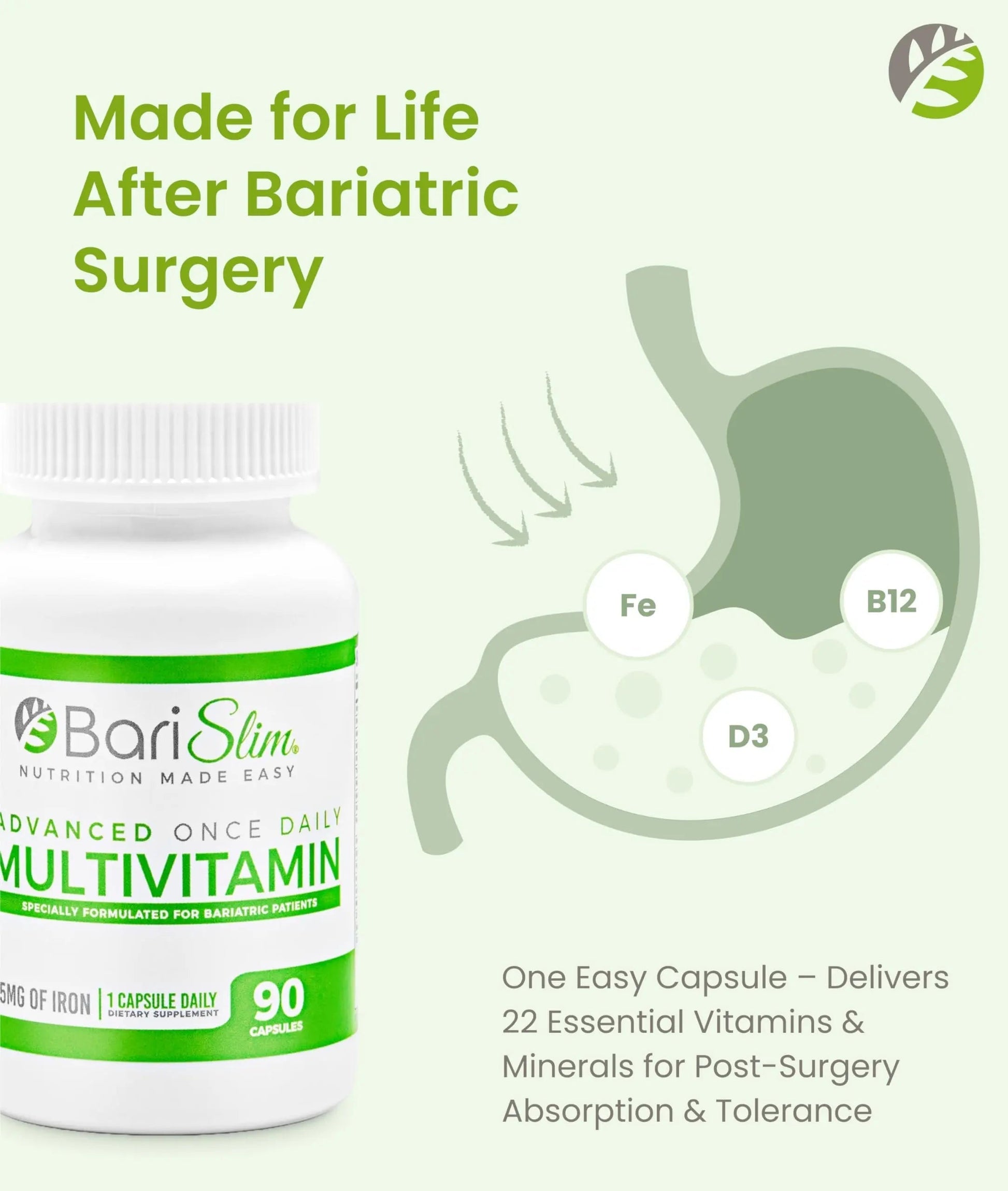 BariSlim Advanced Once Daily Bariatric Multivitamin Capsule - 45 mg of Iron - Bariatric Vitamin for Post Bariatric Surgery Including BariSlim buy supplements canada