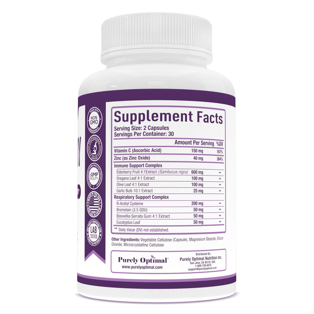 Purely Optimal Premium Black Elderberry Capsules - Sambucus Elderberry Pills for Adults Purely Optimal buy supplements canada
