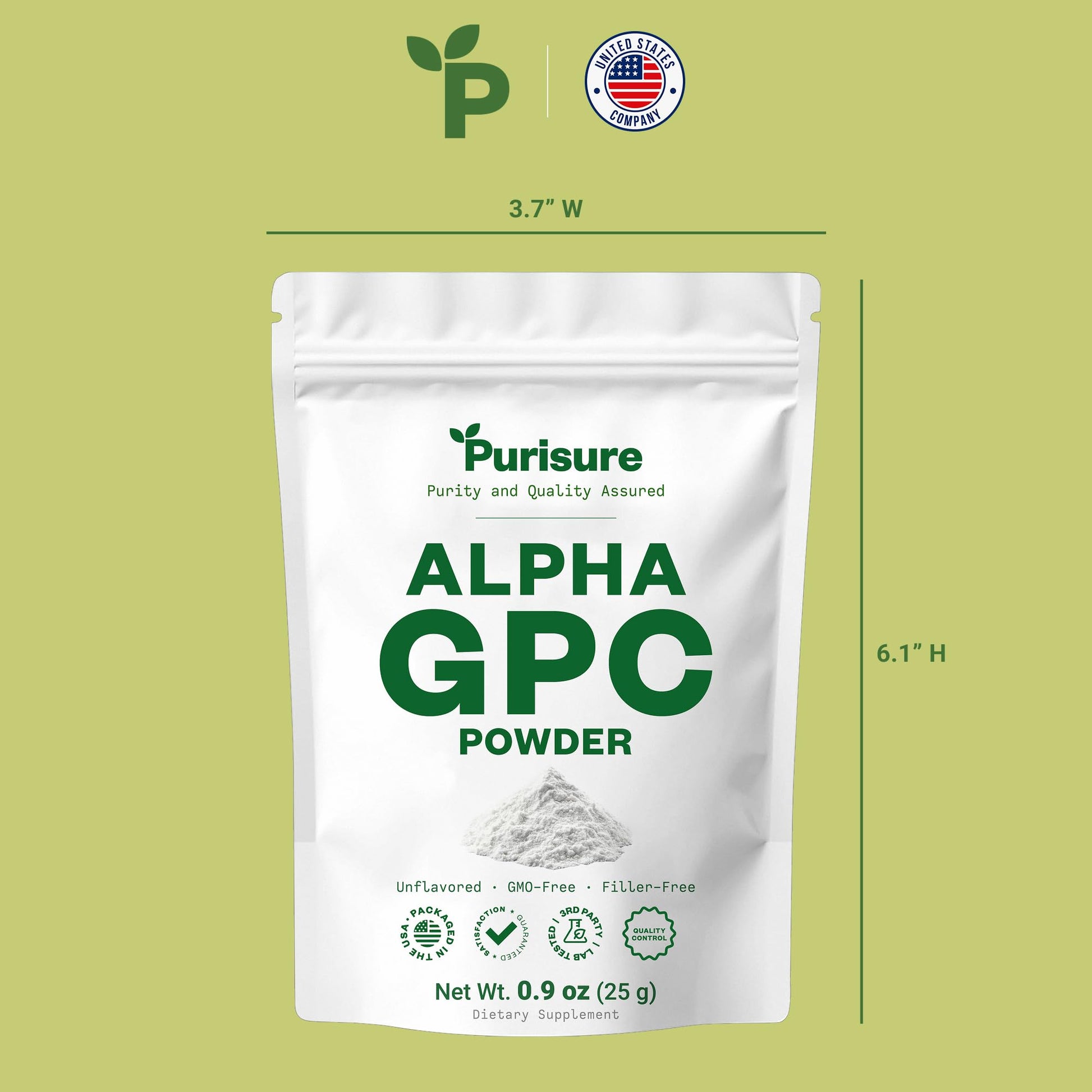 Purisure Alpha GPC Powder, 25 g, Pure Alpha GPC Choline Supplement for Brain and Focus, CDP Choline Supplements for Memory Performance & Concentration, No Fillers, Non-GMO, Offers 41 Servings Purisure buy supplements canada