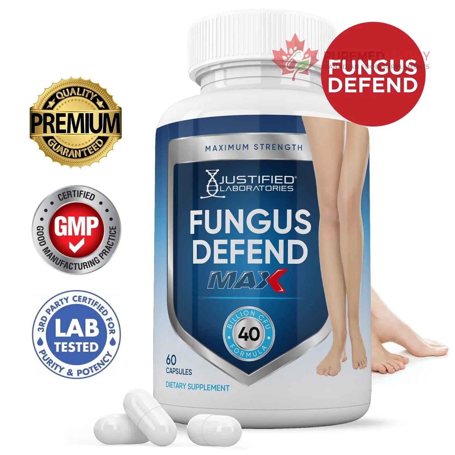 Justified Laboratories (3 Pack) Fungus Defend Max Pills 40 Billion CFU Probiotic 180 Capsules Justified Laboratories buy supplements canada