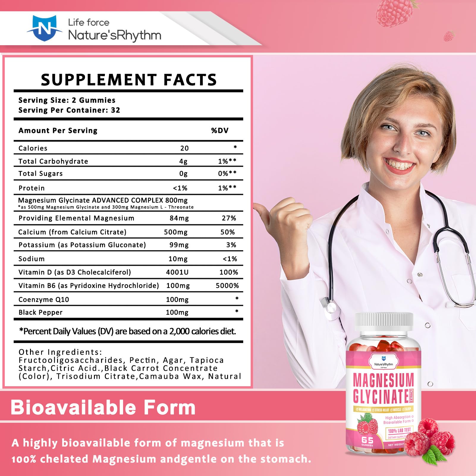 Nature‘s Rhythm Magnesium Gummies 500mg - 65 Ct | Magnesium Glycinate Supplements for Relaxation, Stress Relief, and Sleep for Adults & Kids Tasty and Tangy Raspberry Flavor Nature'sRhythm buy supplements canada