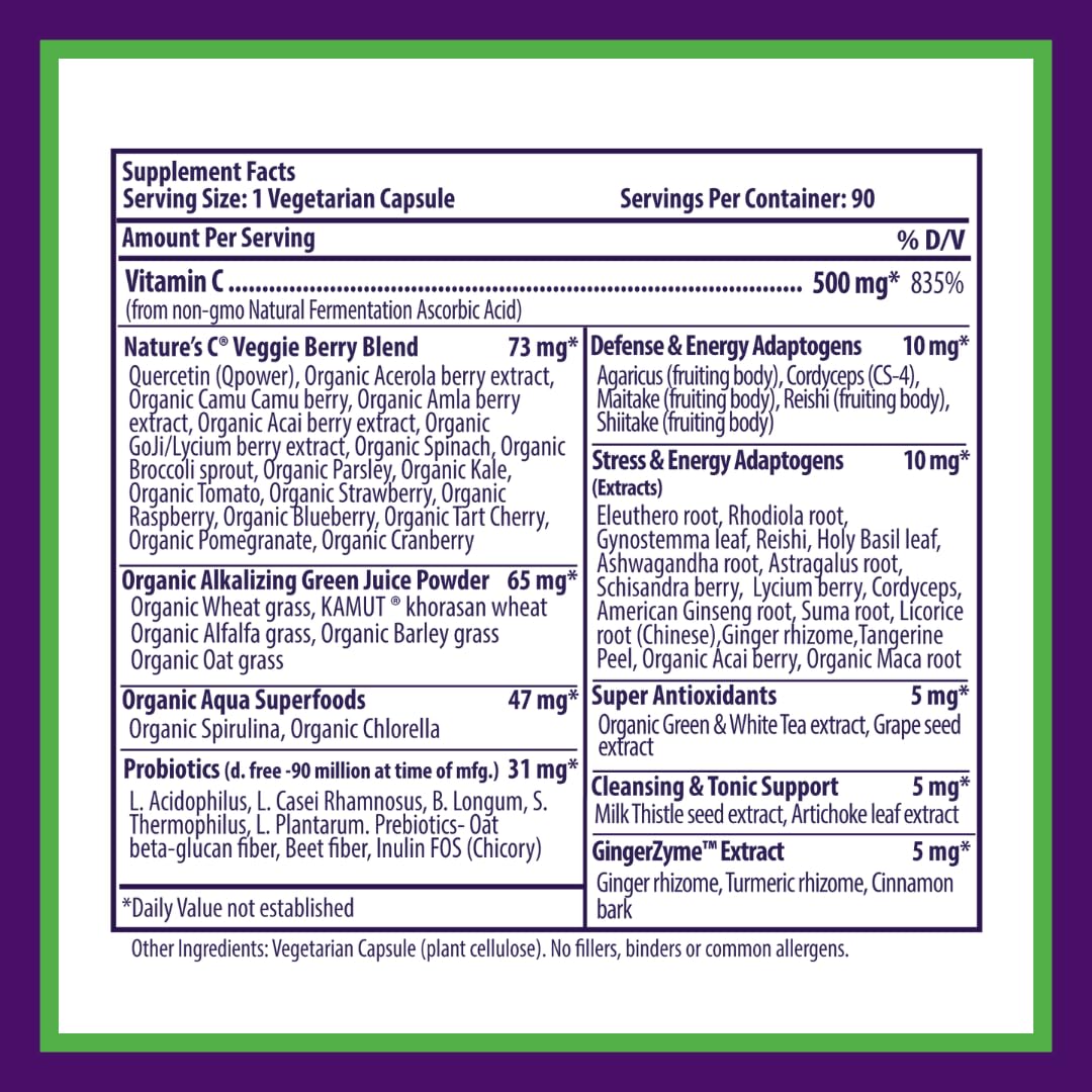 Paradise Herbs Earth's Blend Vitamin C with Nature's C and Adaptogens, Superfoods Base of Probiotics & Organic Alkalizing Greens, 90 Vegetarian Capsules Paradise Herbs buy supplements canada