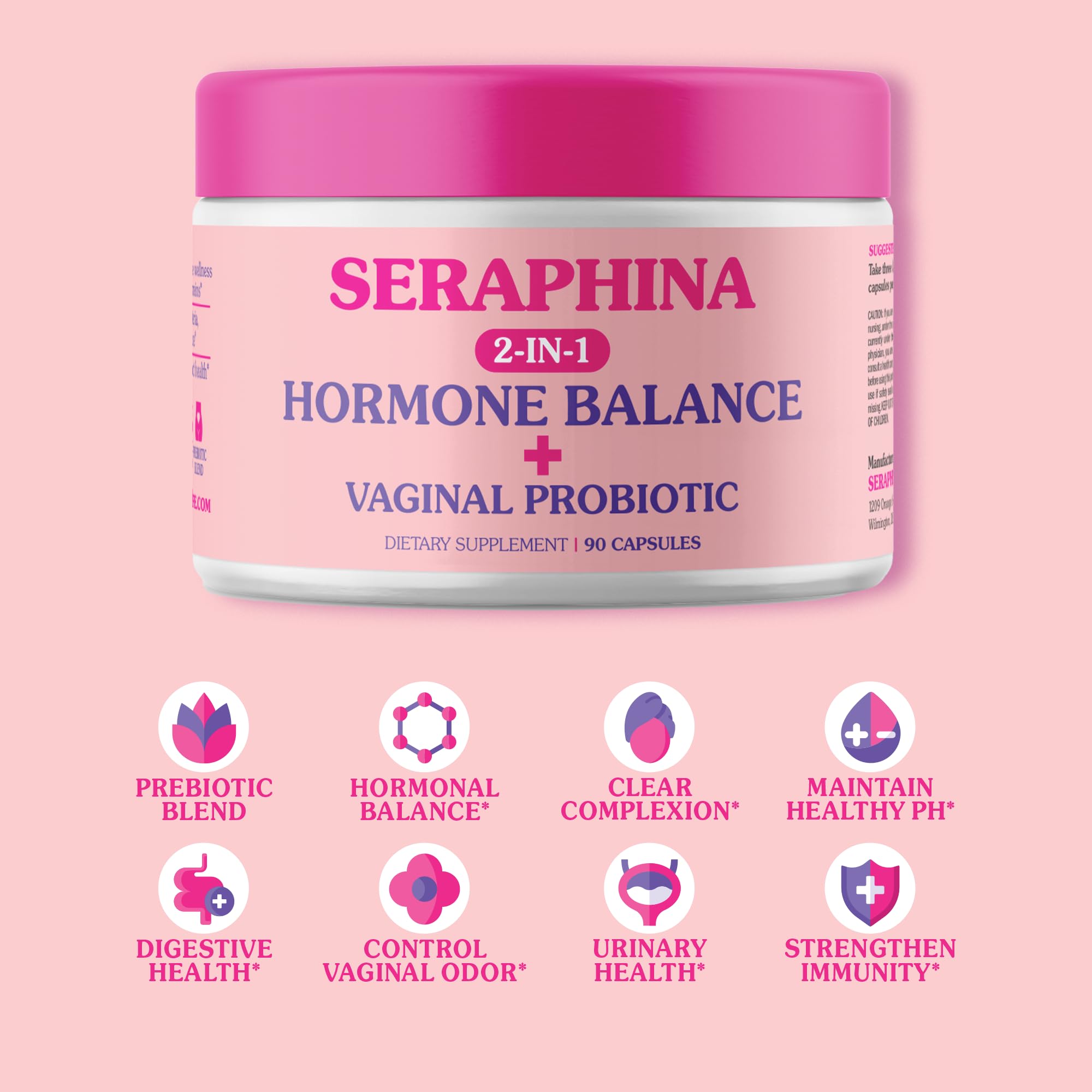 Seraphina 2-in-1 Vaginal Probiotics for Women + Hormone Balance - 90 Capsules for Complete Feminine Seraphina buy supplements canada