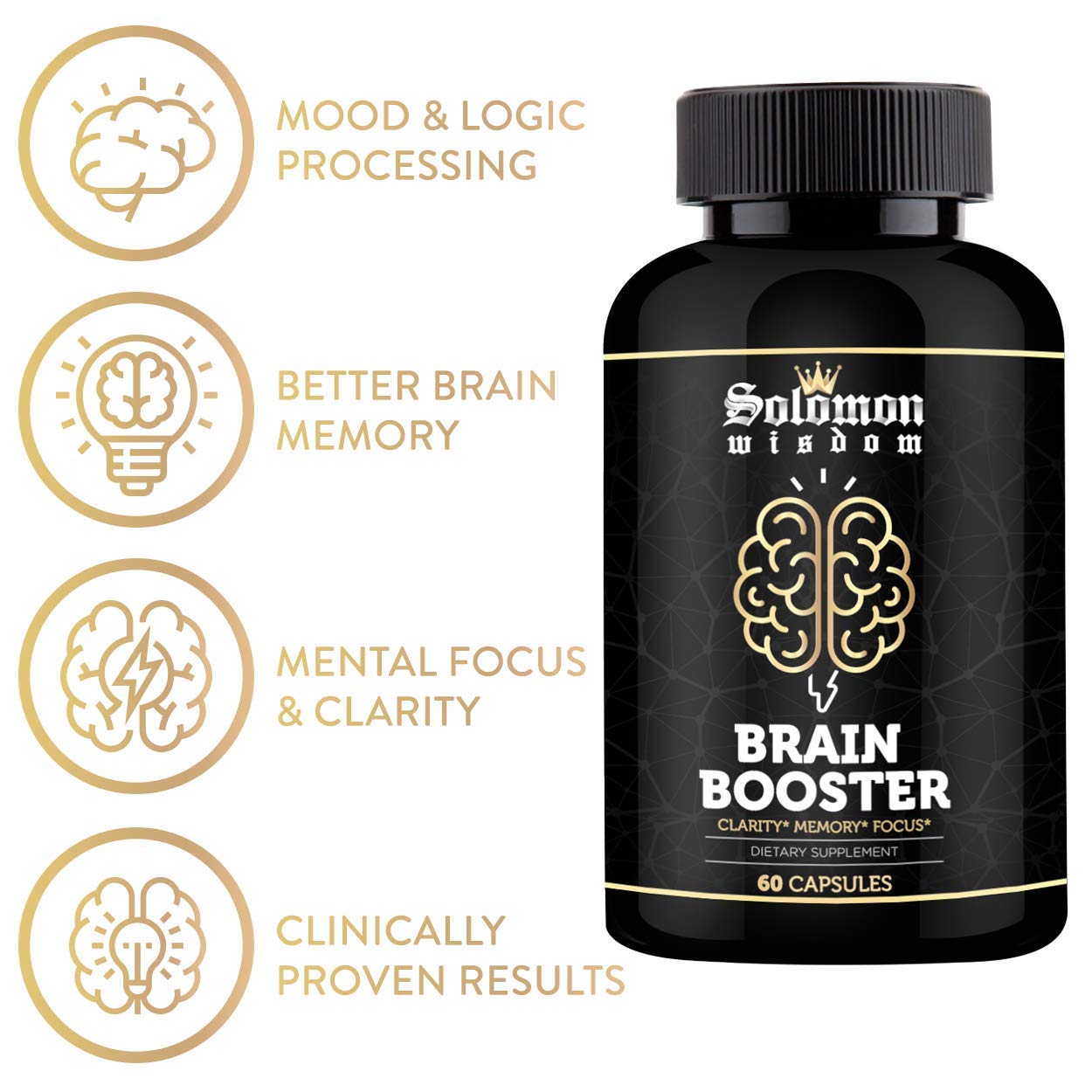 SOLOMON WISDOM Brain Booster – Nootropic Dietary Supplement for Memory Boost – 60 All-Natural Capsules to Enhance Focus & Improve Concentration & Clarity SOLOMON WISDOM buy supplements canada