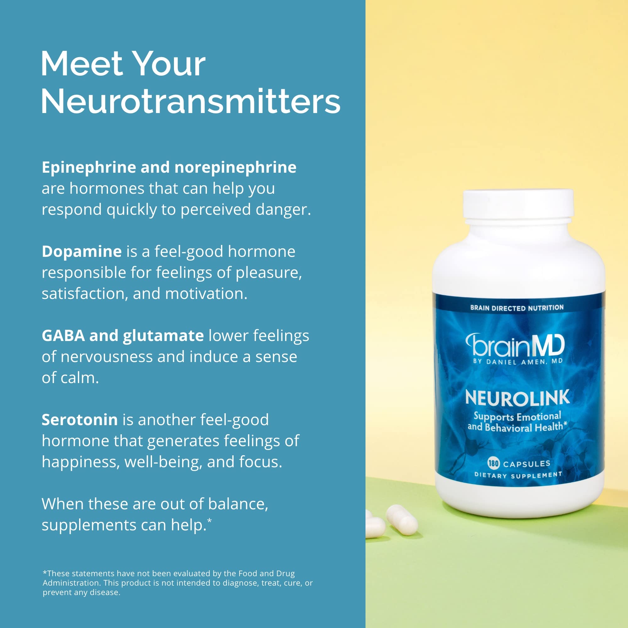 BRAINMD Dr Amen NeuroLink - 180 Capsules - Promotes Optimal Brain Function, Focus & Concentration - Gluten Free - 45 Servings BRAINMD buy supplements canada