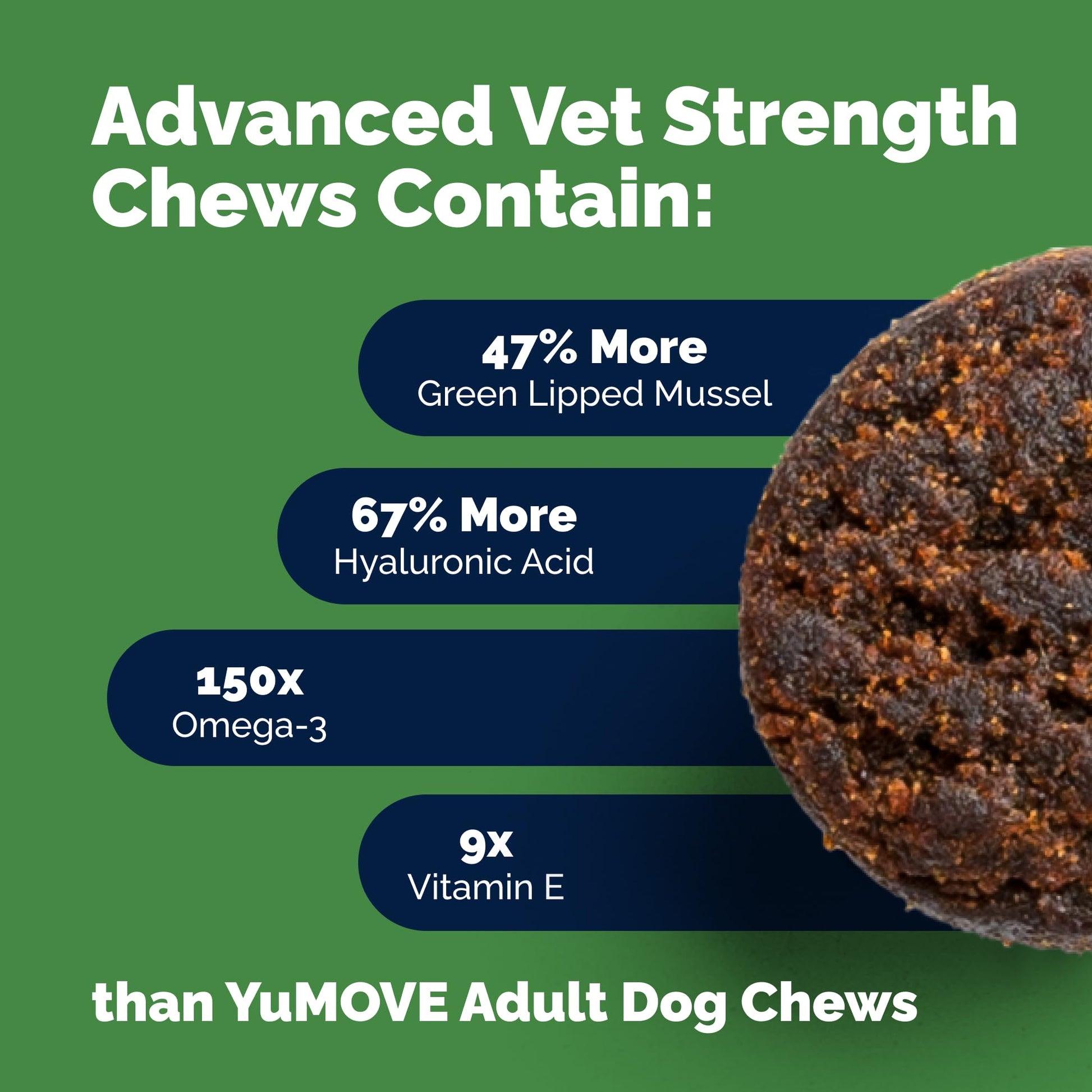 Yumove Hip & Joint Supplement for Dogs with Glucosamine, Hyaluronic Acid, Green Lipped Mussel & Omega 3 Joint Supplement - Regular or Advanced Strength (90 Count, Advanced Vet Strength Soft Chews) YuMOVE buy supplements canada