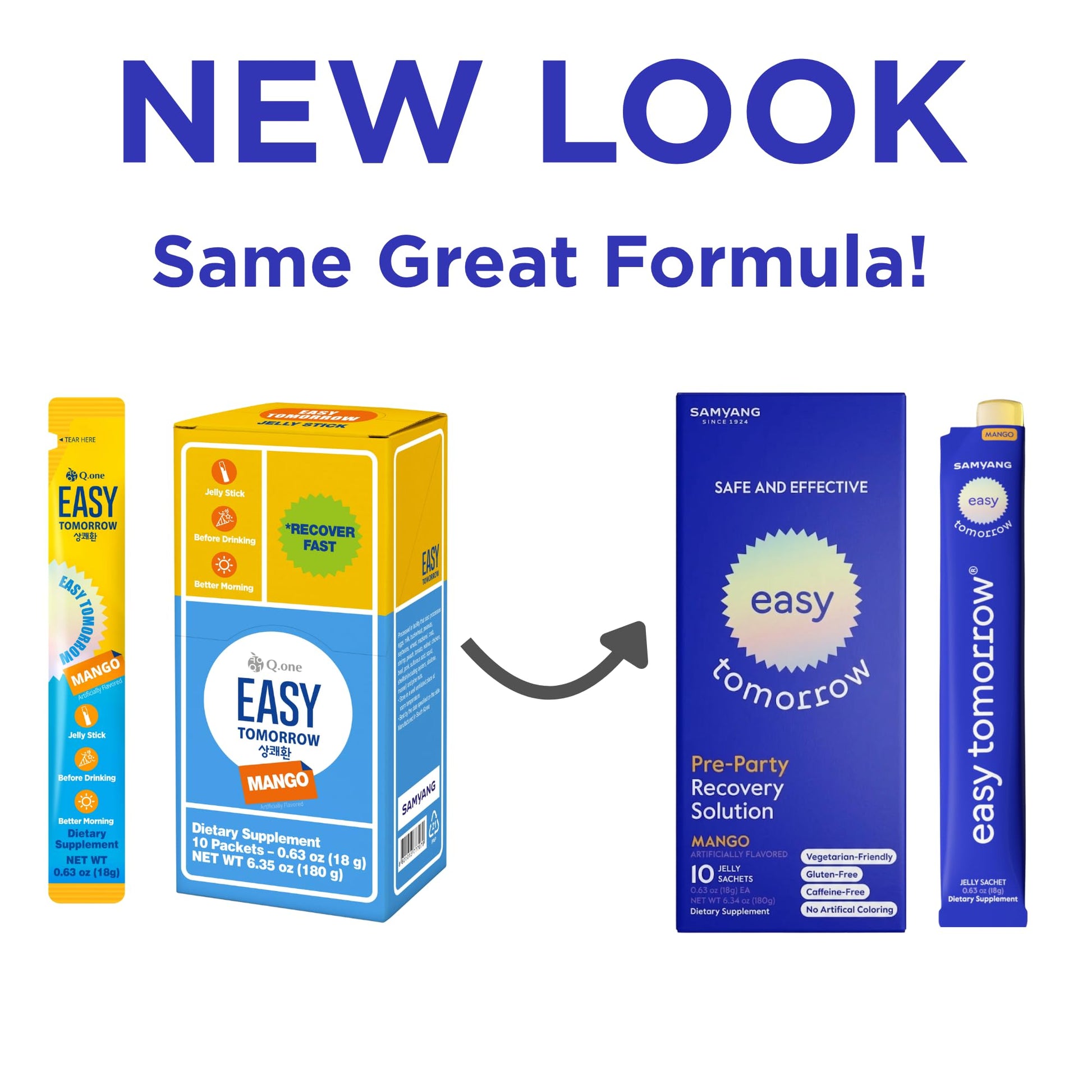 EASY TOMORROW - Natural Energy & Morning Vitality Jelly Stick - Daily Korean Skin Health Supplement & After Drinking Support with DHM & Glutathione - K-Beauty Inspired (Mango Flavor, 10 Sticks) EASY TOMORROW buy supplements canada