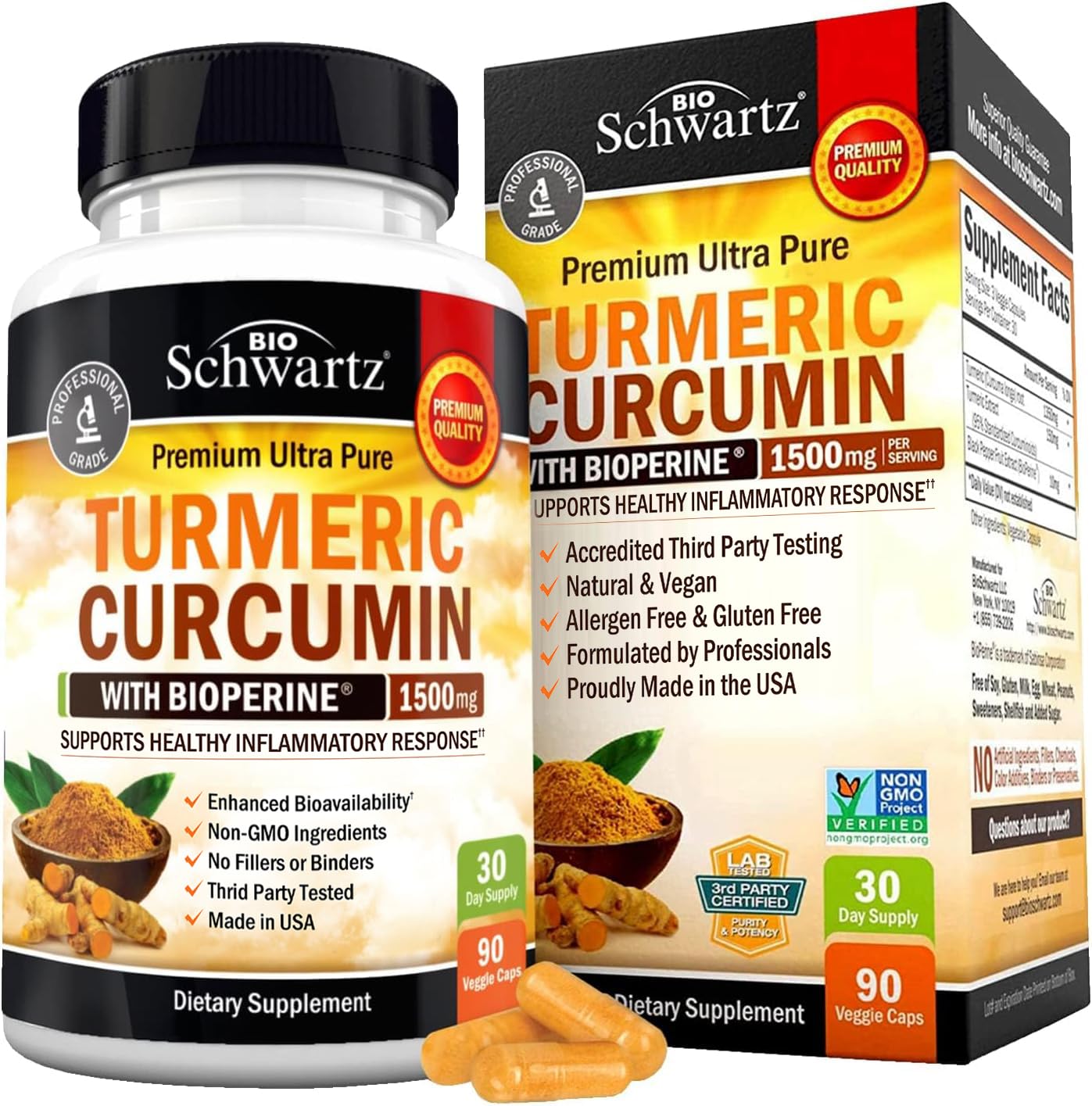 Turmeric Curcumin with Black Pepper Extract 1500mg - High Absorption BioSchwartz buy supplements canada