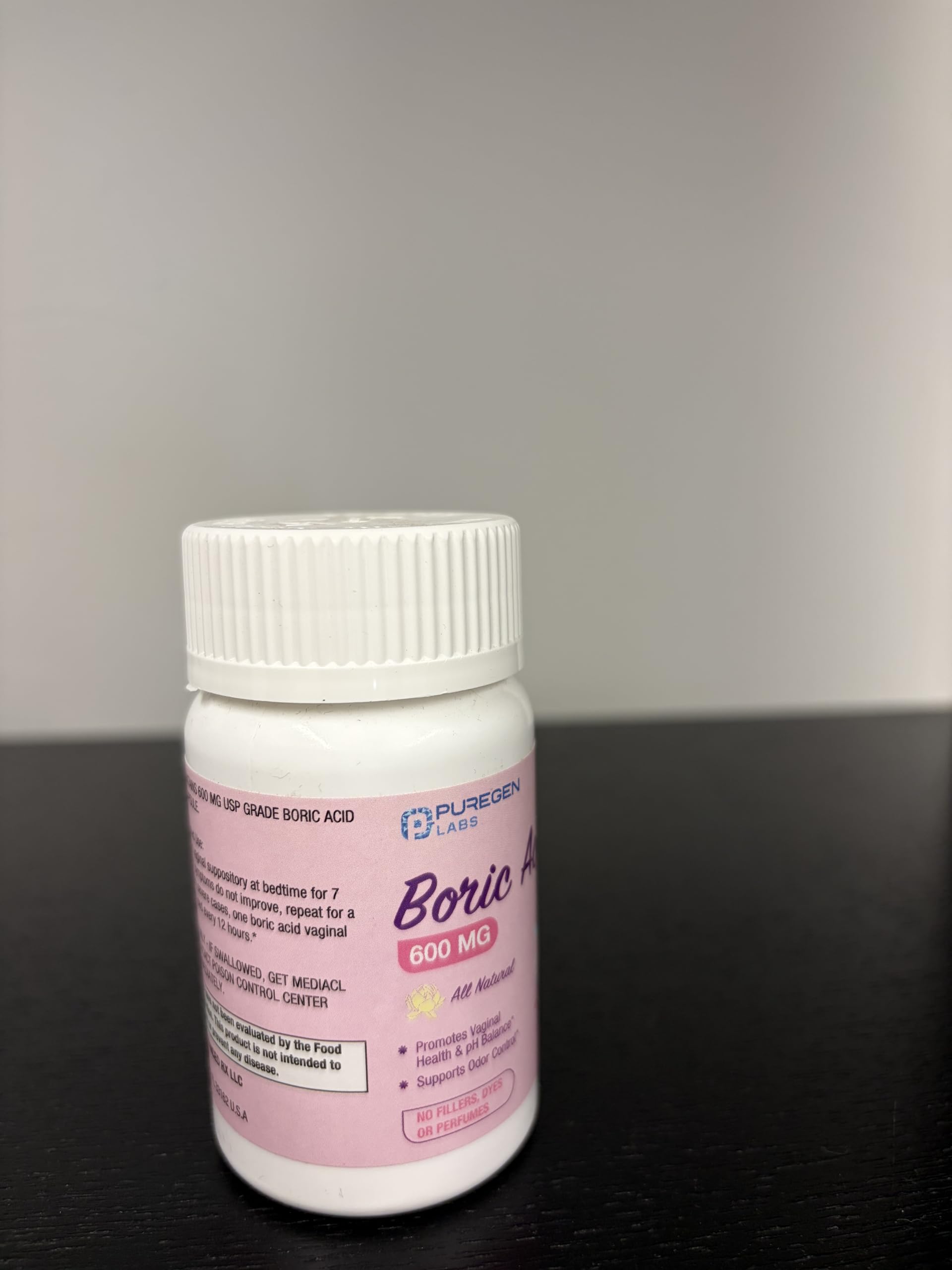 Puregen Labs Boric Acid 600 mg Vaginal Suppositories - 100% Pure | All Natural Without Dyes or Fillers | Made in USA - Supports Vaginal pH Balance and Odor Control (30 Count) P Puregen Labs buy supplements canada