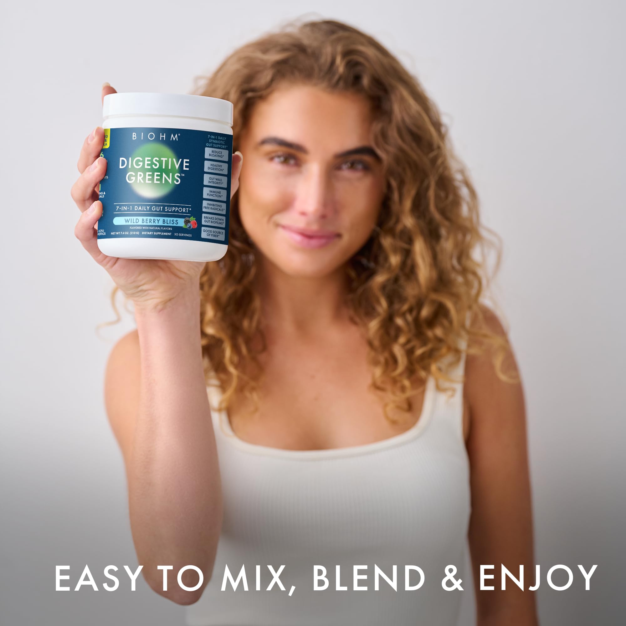 BIOHM Digestive Greens, Green Superfood Powder (7.4 Oz, 30 Servings) Immune & Gut Health Support with Antioxidants, Vitamins, Probiotics & Enzymes, Good Source of Fiber, Berry Flavor BIOHM buy supplements canada