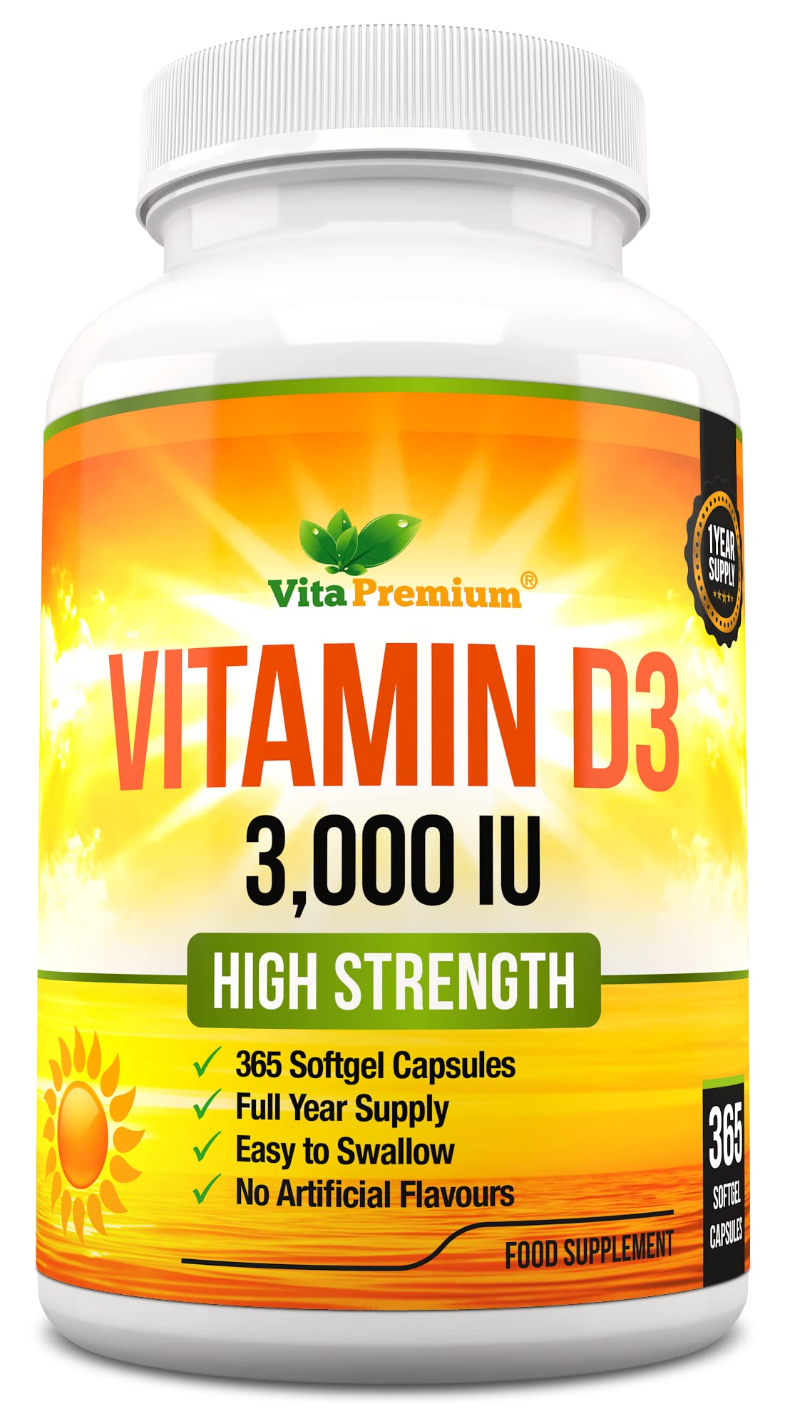 Vitamin D 3,000 IU, High Strength Vitamin D3 Supplement, 365 Easy to Swallow Softgels Vita Premium buy supplements canada