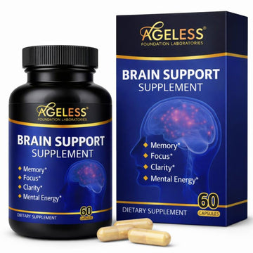 Ageless Brain Supplements for Memory and Focus 1000 MG | Cognitive Improvement | Formulated with Clinically Studied Ingredients | Support Mental Clarity & Neuro Health | Vitamin B6, B12, 60 Capsules Ageless Foundation Laboratories buy supplements canada