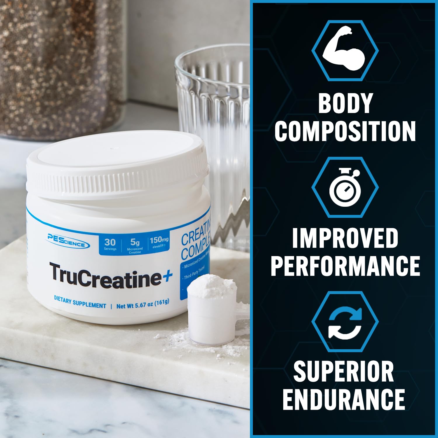 PEScience TruCreatine+ Creatine Monohydrate Powder Plus Epicatechin, Micronized Creapure Creatine for Women & Men, Supports Muscle Growth, Strength & Recovery, Cognition, 30 Servings, Unflavored PEScience buy supplements canada