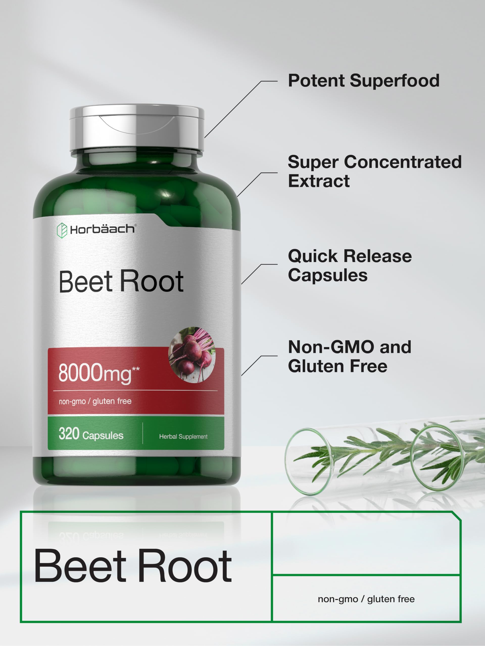 Horbäach Beet Root Powder Capsules | 320 Pills | Non-GMO, Gluten Free Formula | High Potency Herbal Extract Supplement Horbäach buy supplements canada