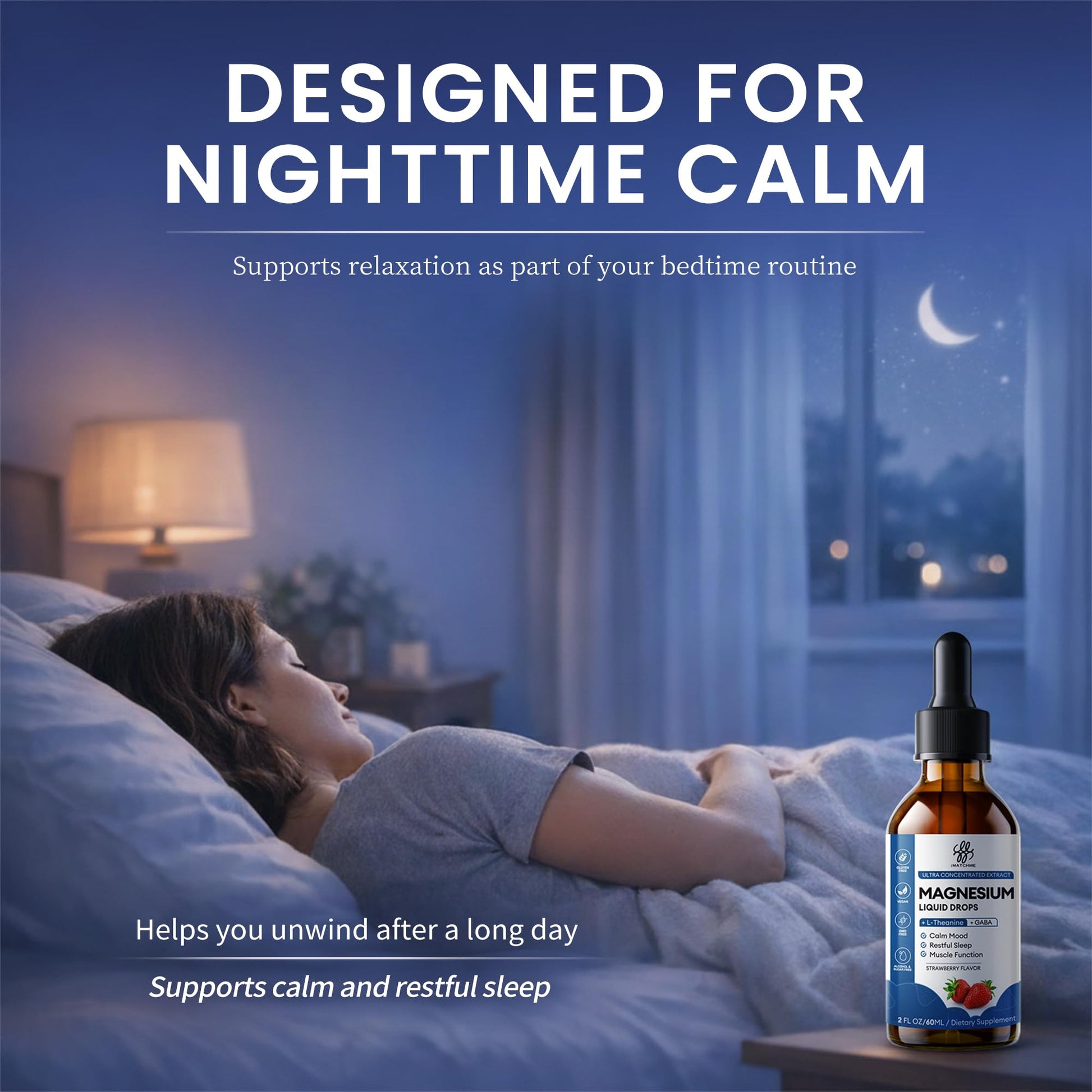 Liquid Magnesium Glycinate Drops for Nighttime Sleep & Calm Support, Triple Chelated Magnesium Complex with L-Theanine & GABA, Pre-Dissolved Liquid for Gentle Absorption, Strawberry Flavor, 2 Fl Oz iMATCHME buy supplements canada