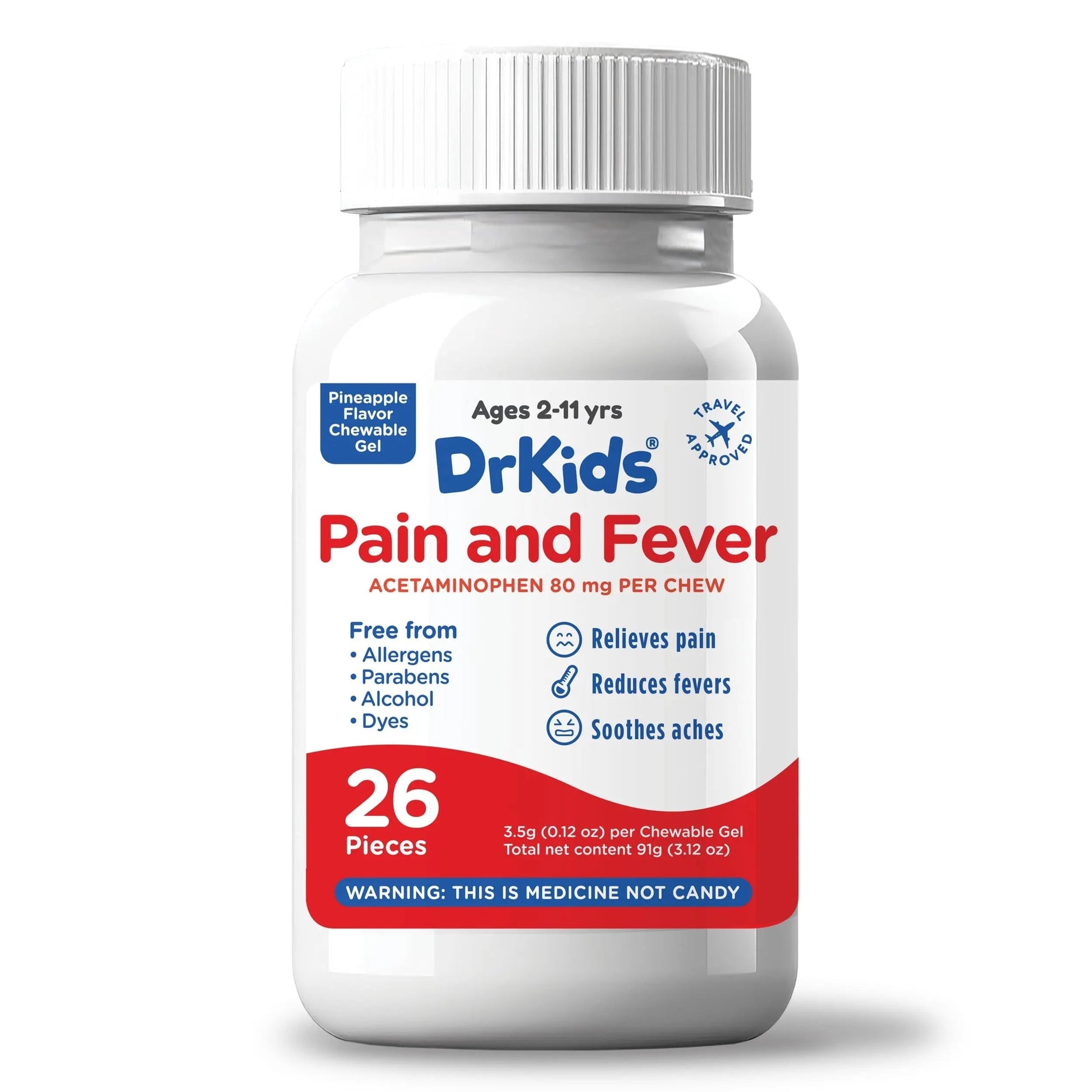 Dr. Kids Children’s Pain and Fever Chewable Gels – Pain Relief and Fever Reducer for Kids Ages 2–11, 80 mg Chewable Acetaminophen for Headache, Sore Throat, Cold & Flu, Pineapple Flavor, 26 Count Dr. Kids buy supplements canada