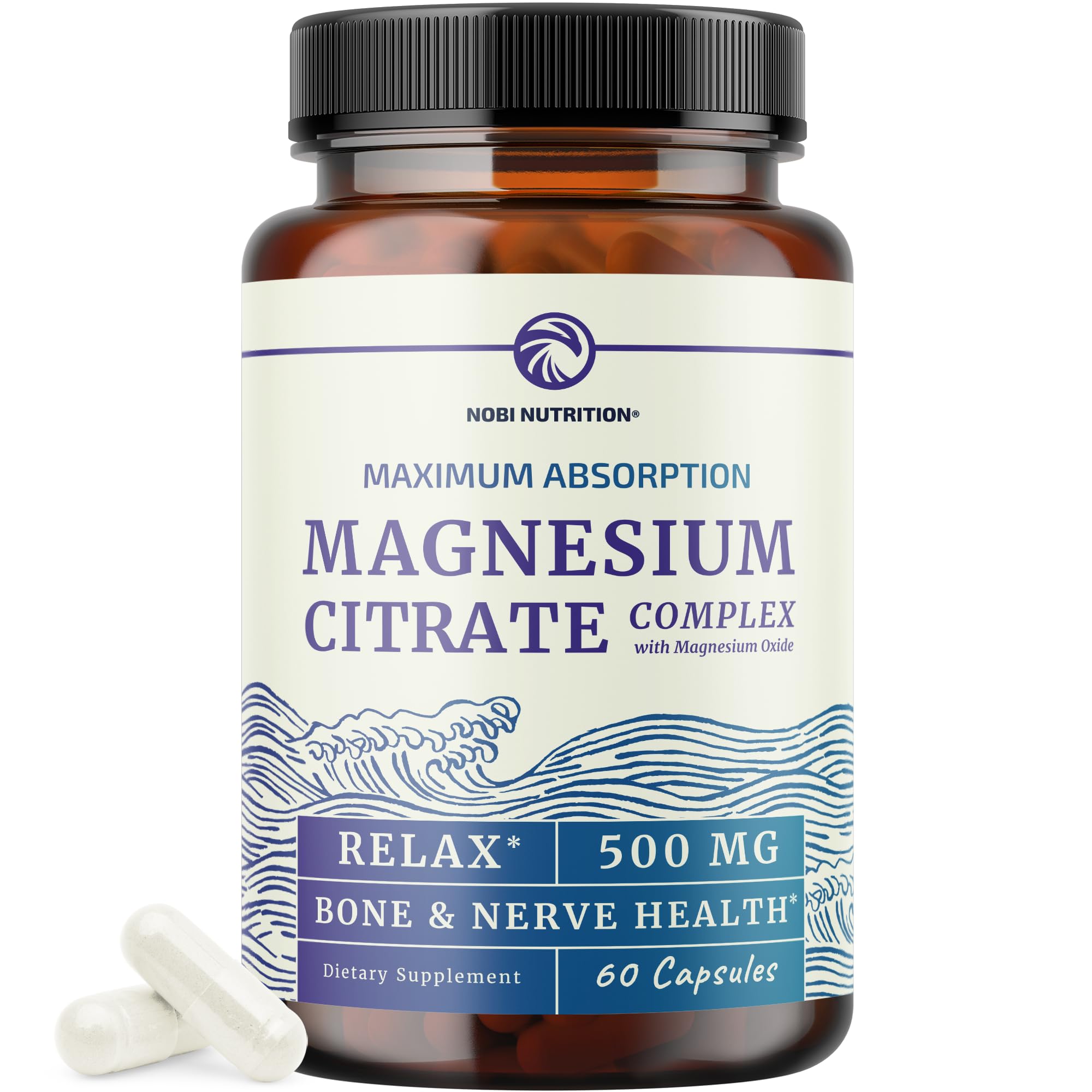Magnesium Citrate Complex 500 MG for Constipation & Digestion Support | High Absorption Magnesium Supplement | Citrato de Magnesio | Calm & Relaxation Nobi Nutrition buy supplements canada