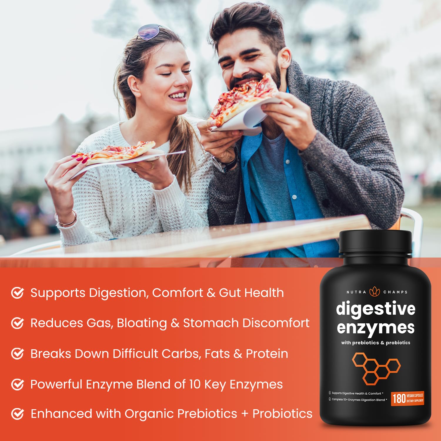 NutraChamps Digestive Enzymes with Probiotics and Prebiotics for Women & Men - 180 Vegan Capsules with Bromelain for Bloating & Optimal Gut Health NutraChamps buy supplements canada