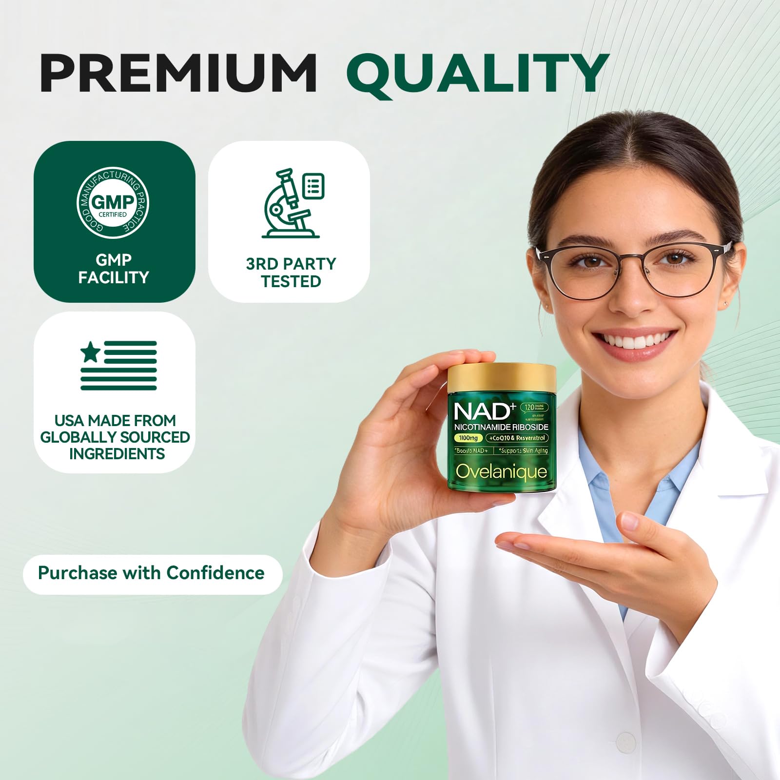 Ovelanique NAD Supplement with Nicotinamide Riboside & Resveratrol |NMNH Supplement Alternative| NAD+ Complex with Quercetin Phytosome & CoQ10 | Liposomal Delivery,120 Capsules(Packaging May Vary) Ovelanique buy supplements canada