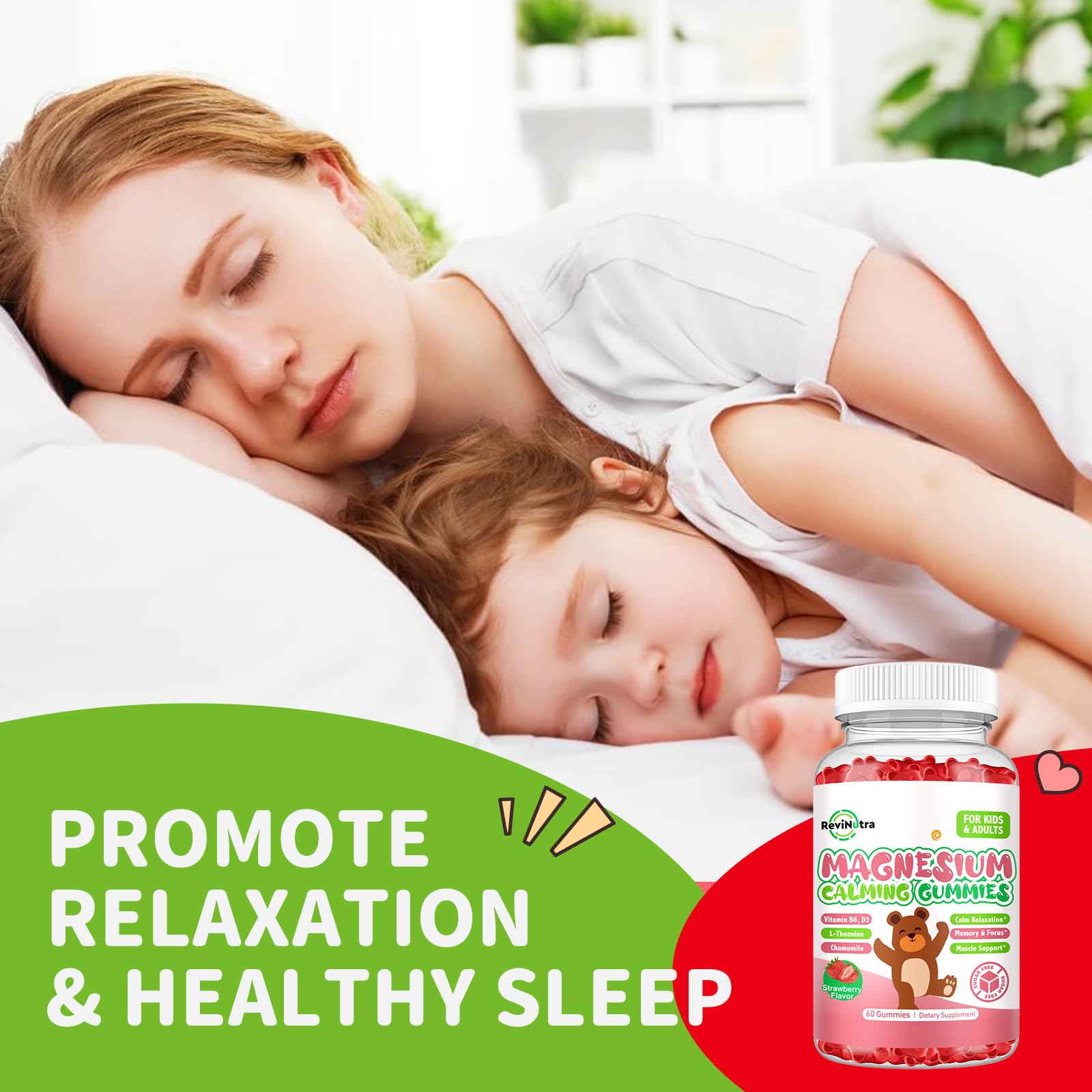 Magnesium Gummies for Kids - Magnesium Glycinate Gummies Supplement with L-Theanine, Vitamin B6, D3 for Kids & Adults Sleep, Calm, Relaxation, Brain, Bones, Sugar Free Strawberry 60ct ReviNutra buy supplements canada