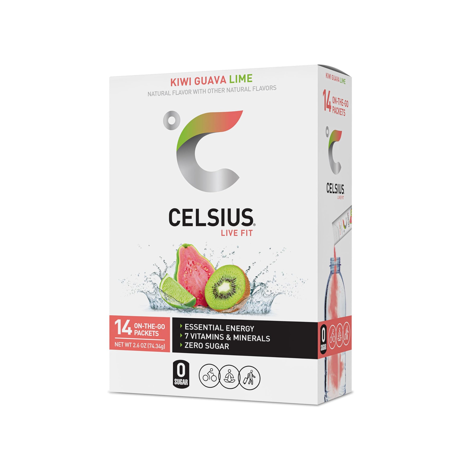 CELSIUS Kiwi Guava Lime On-the-Go Powder Stick Packs, Zero Sugar , 14 Count (Pack of 1) CELSIUS buy supplements canada
