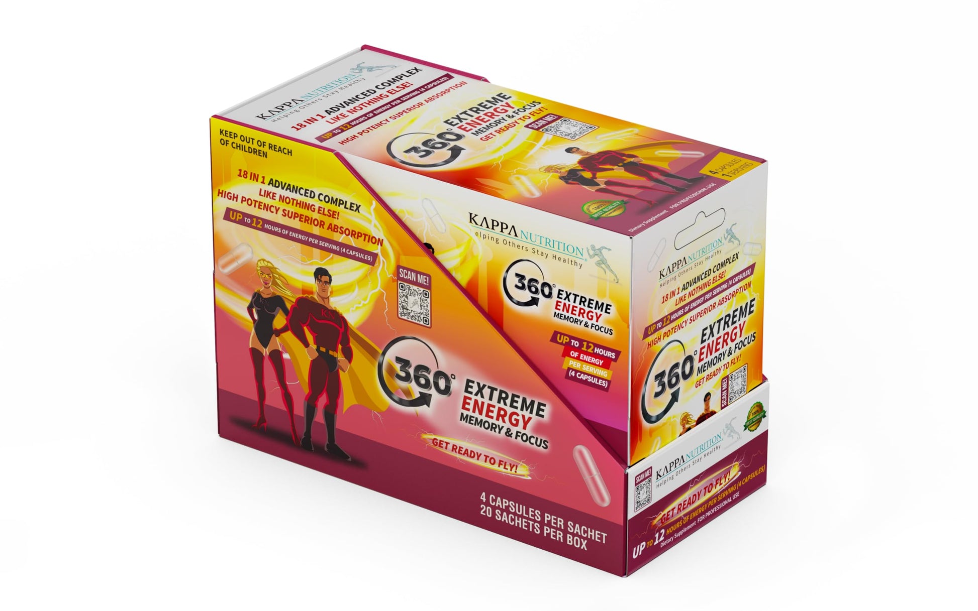 360 Extreme Energy, Memory & Focus (1 Display 20 Sachets (4 Capsules ea) KAPPA NUTRITION buy supplements canada