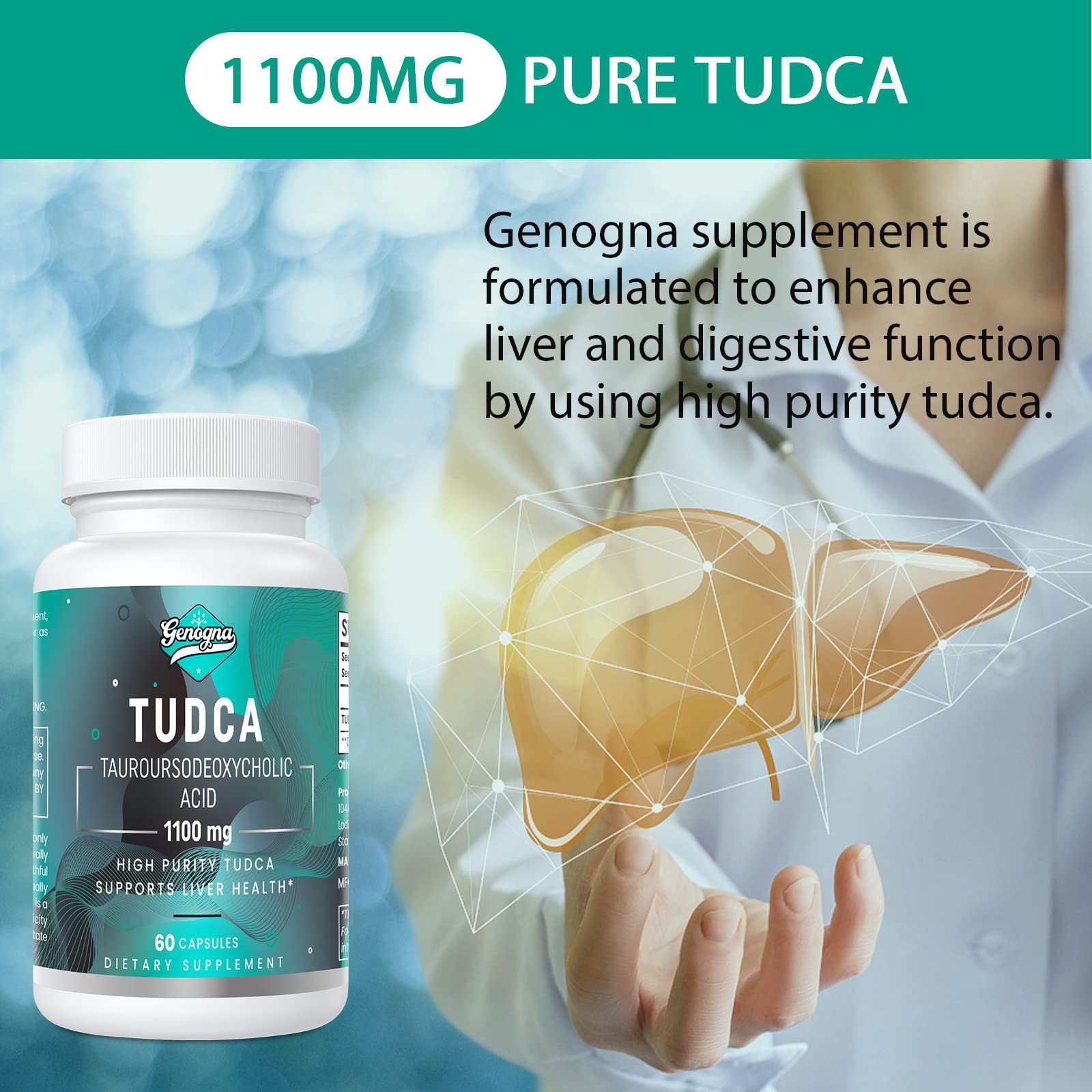 Genogna TUDCA 1100mg-Liver Support Supplement for Detox Cleanse, Water-Soluble Bile Genogna buy supplements canada