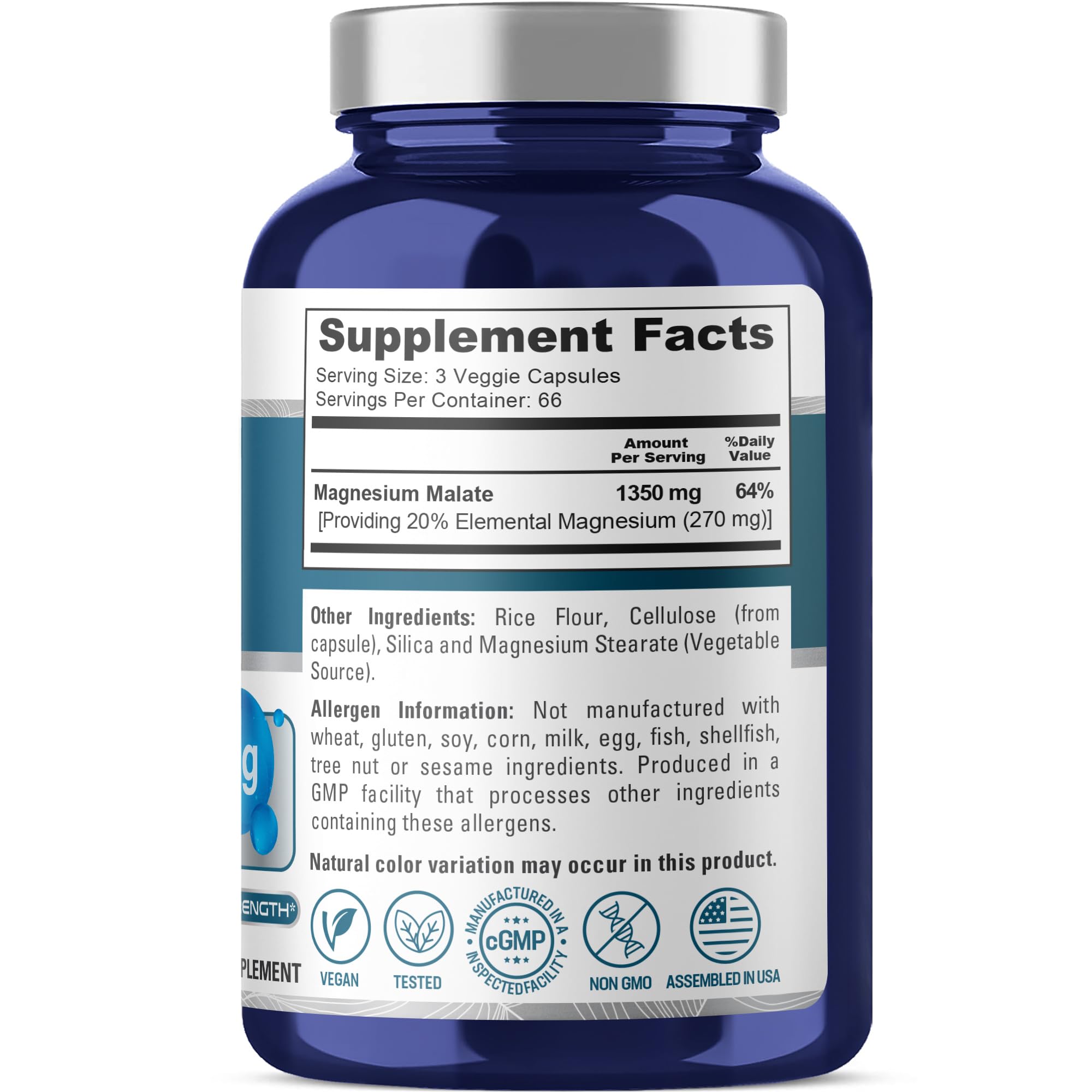 NusaPure Magnesium Malate 1350mg 200 Veggie Capsules (Vegan, Non-GMO, Vegan) NusaPure buy supplements canada