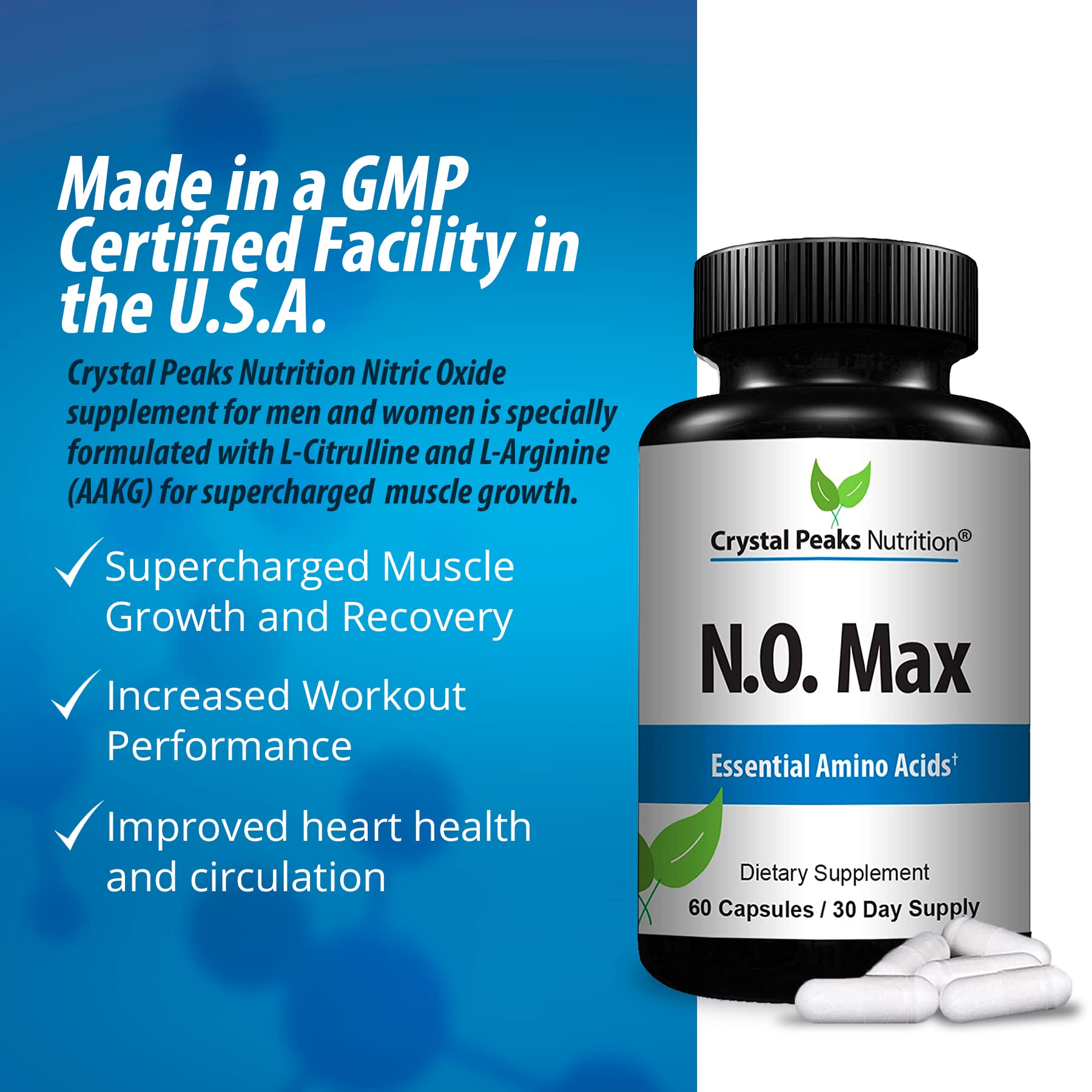 CRYSTAL PEAKS NUTRITION N.O. Max Nitric Oxide Supplement - L Arginine, Citrulline CRYSTAL PEAKS NUTRITION buy supplements canada