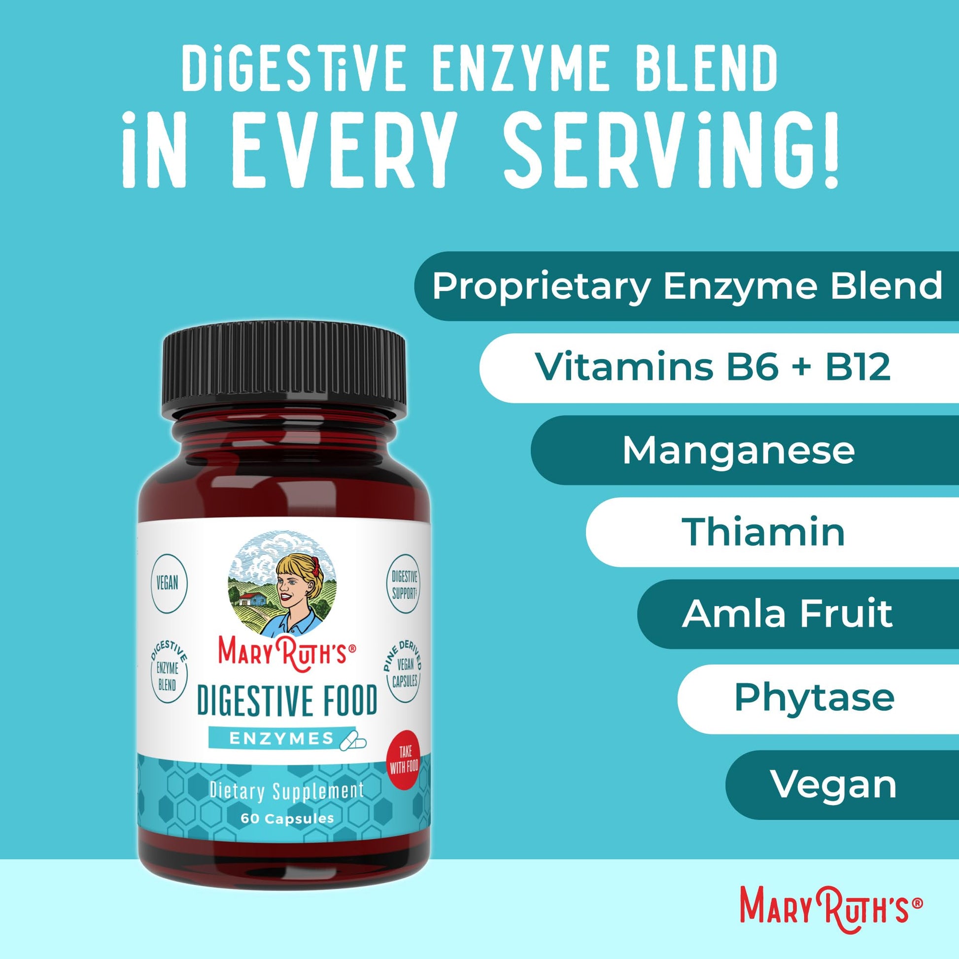 MaryRuth Organics Digestive Enzymes | Up to 2 Month Supply | Vegan Digestive Health Aid and Gut Health Enzyme Complex | Over 12 Enzymes | Vitamins B6 & B12 MARYRUTH'S buy supplements canada