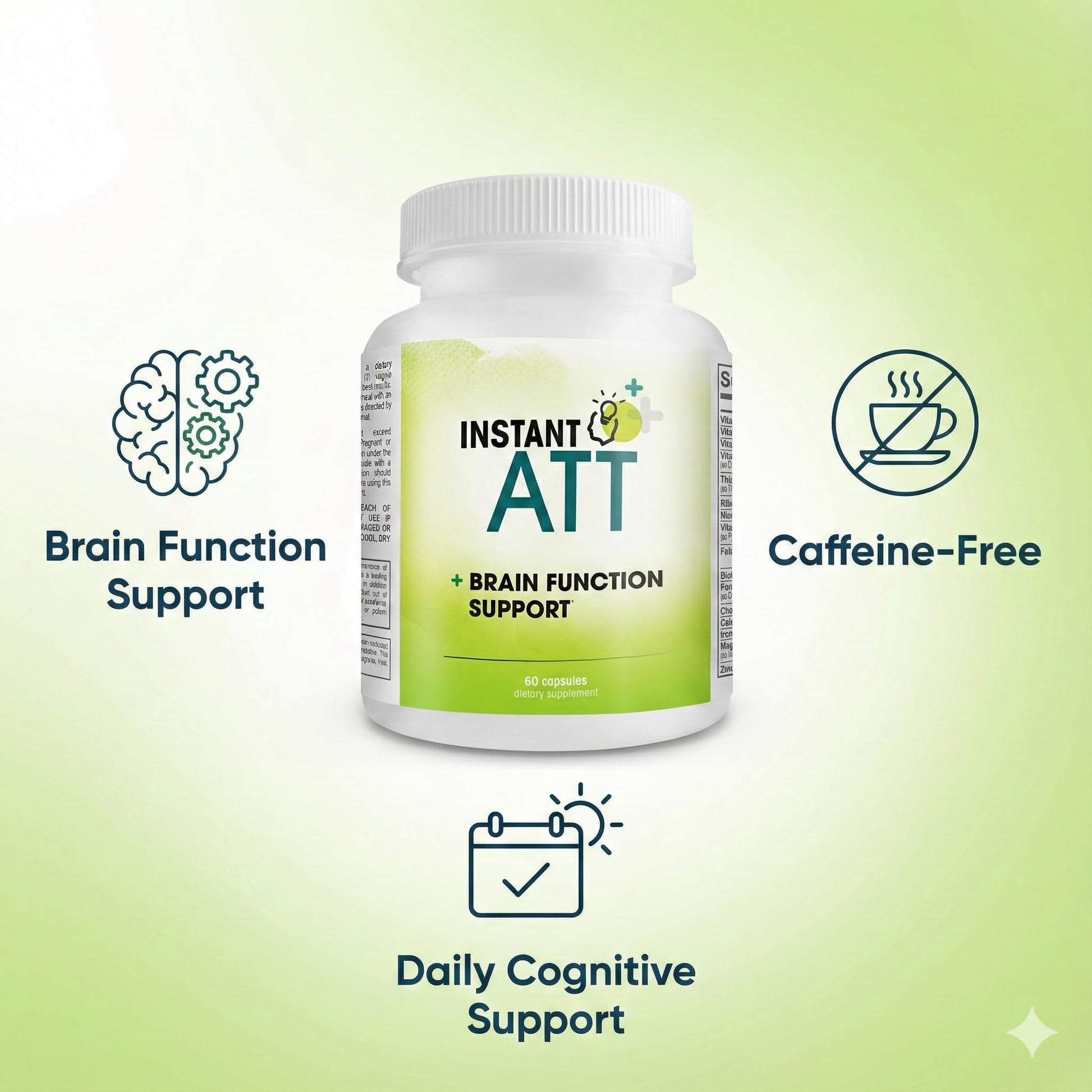InstantATT - 7-in-1 Caffeine Free Nootropic All-Natural Brain, Focus, Memory Supplement (60 Capsules) Instant Brands buy supplements canada