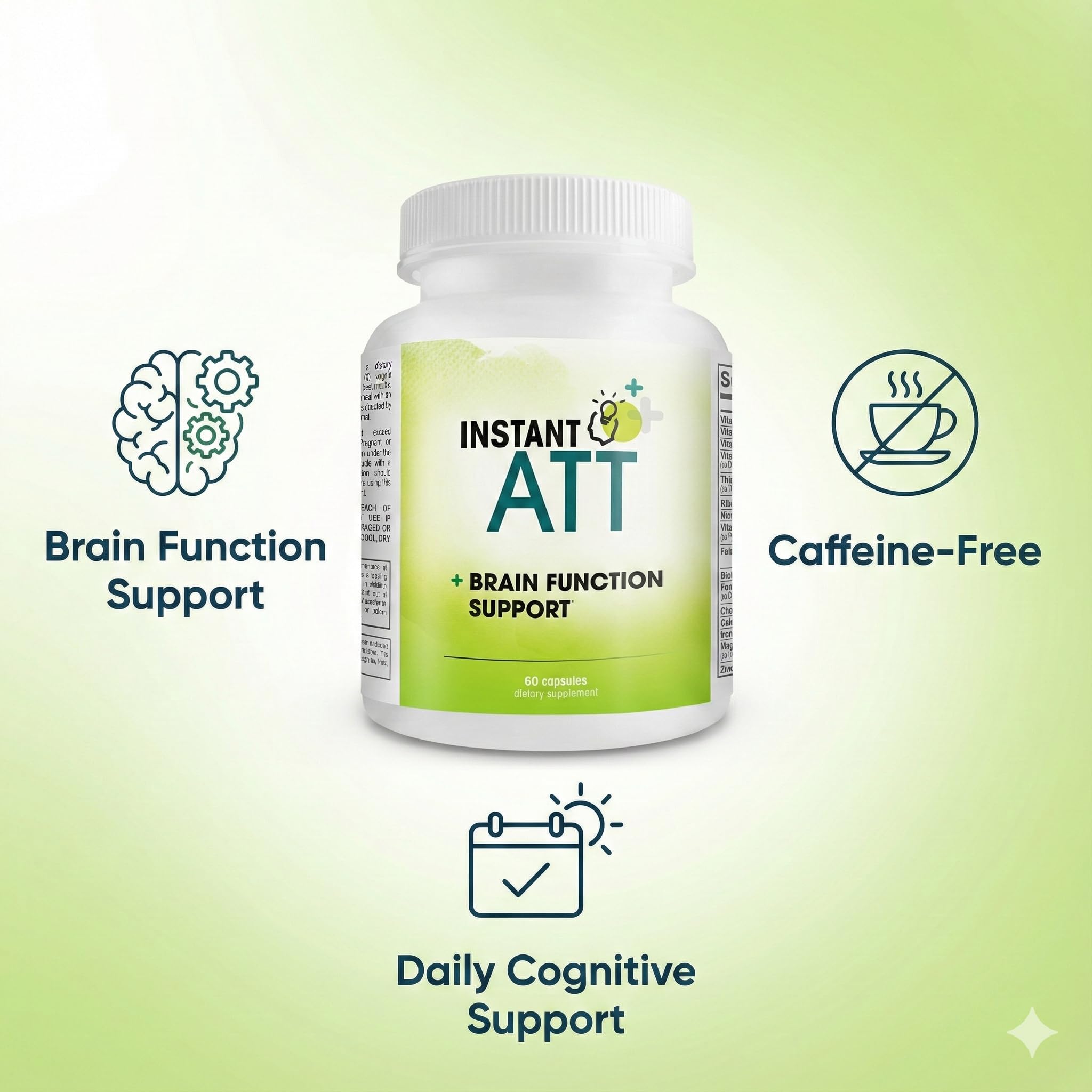 InstantATT - 7-in-1 Caffeine Free Nootropic All-Natural Brain, Focus, Memory Supplement (60 Capsules) Instant Brands buy supplements canada