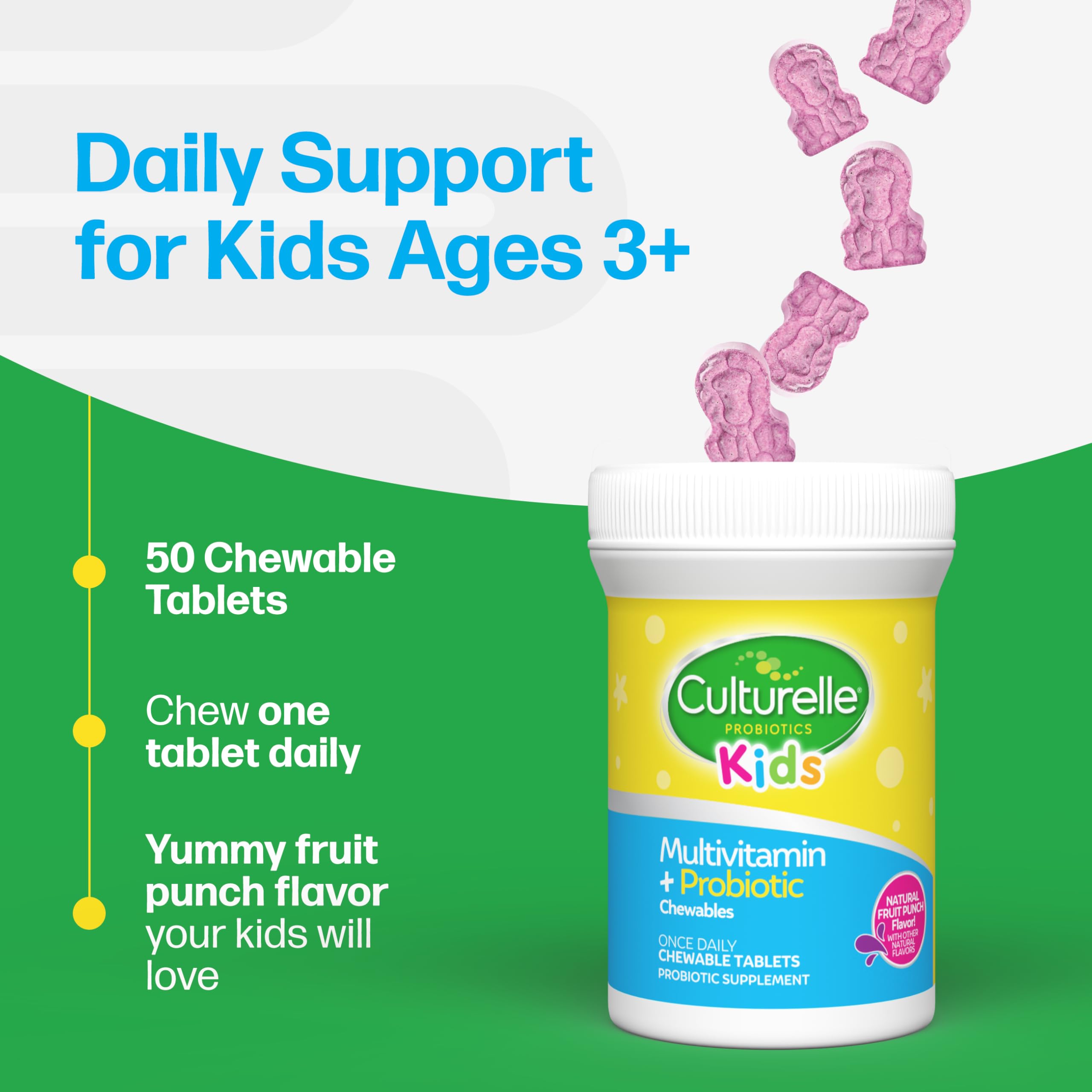 Culturelle Kids Complete Chewable Multivitamin + Probiotic For Kids, Ages 3+, 50 Count, Digestive Health, Oral Health & Immune Support Culturelle buy supplements canada