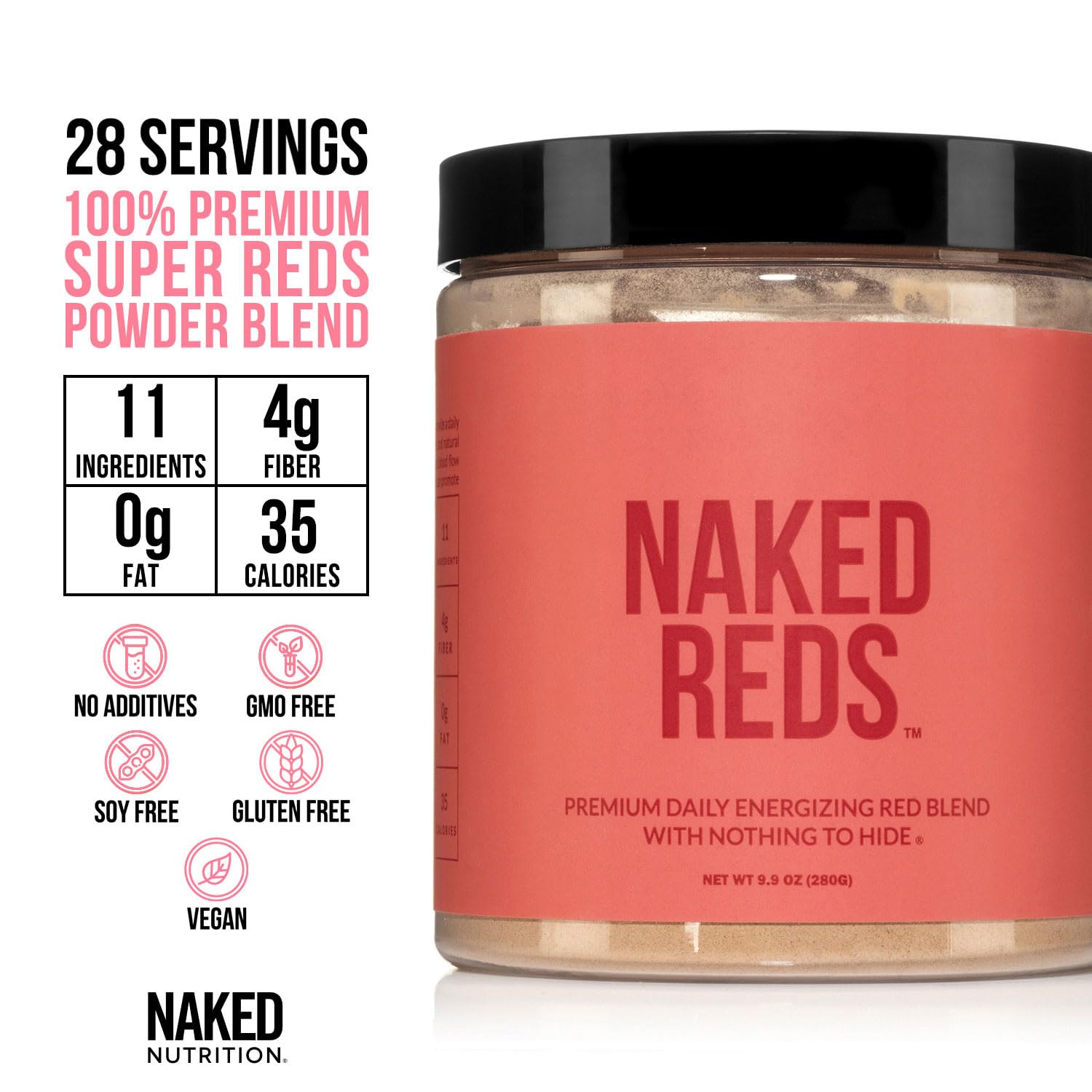 NAKED Reds Superfood Powder - Healthy, Energizing Polyphenol Fruit Powder Mix, No Fillers, No Additives, Vegan, Non-GMO, Gluten Free - 28 Servings NAKED buy supplements canada