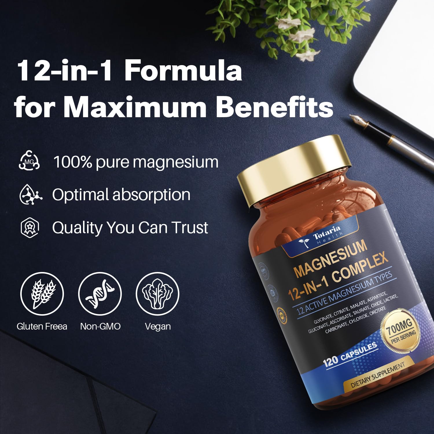 Totaria Magnesium Complex 700mg 12 in 1 Magnesium Supplement with Glycinate Citrate Malate Oxide Taurate Aspartate Orotate Magnesium Relaxation Totaria buy supplements canada