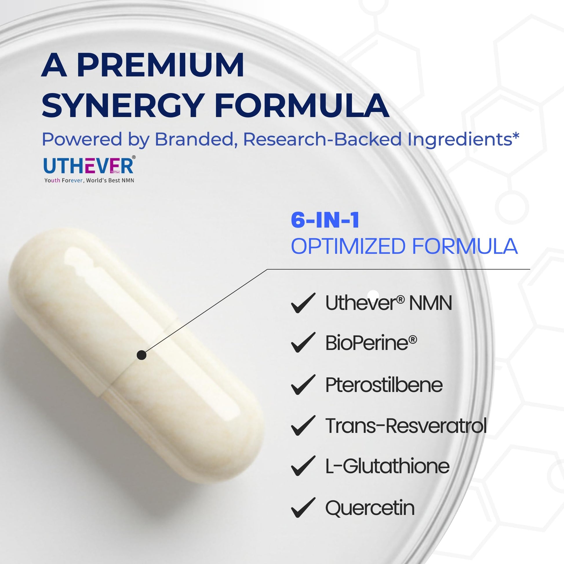 BONE SCIENCE Uthever NMN & Pterostilbene 6-in-1 Complex with Resveratrol, Glutathione & BioPerine - High Purity Stabilized NAD+ Precursor for Healthy Aging & Cellular Energy - 60 Vegetarian Capsules BONE SCIENCE buy supplements canada