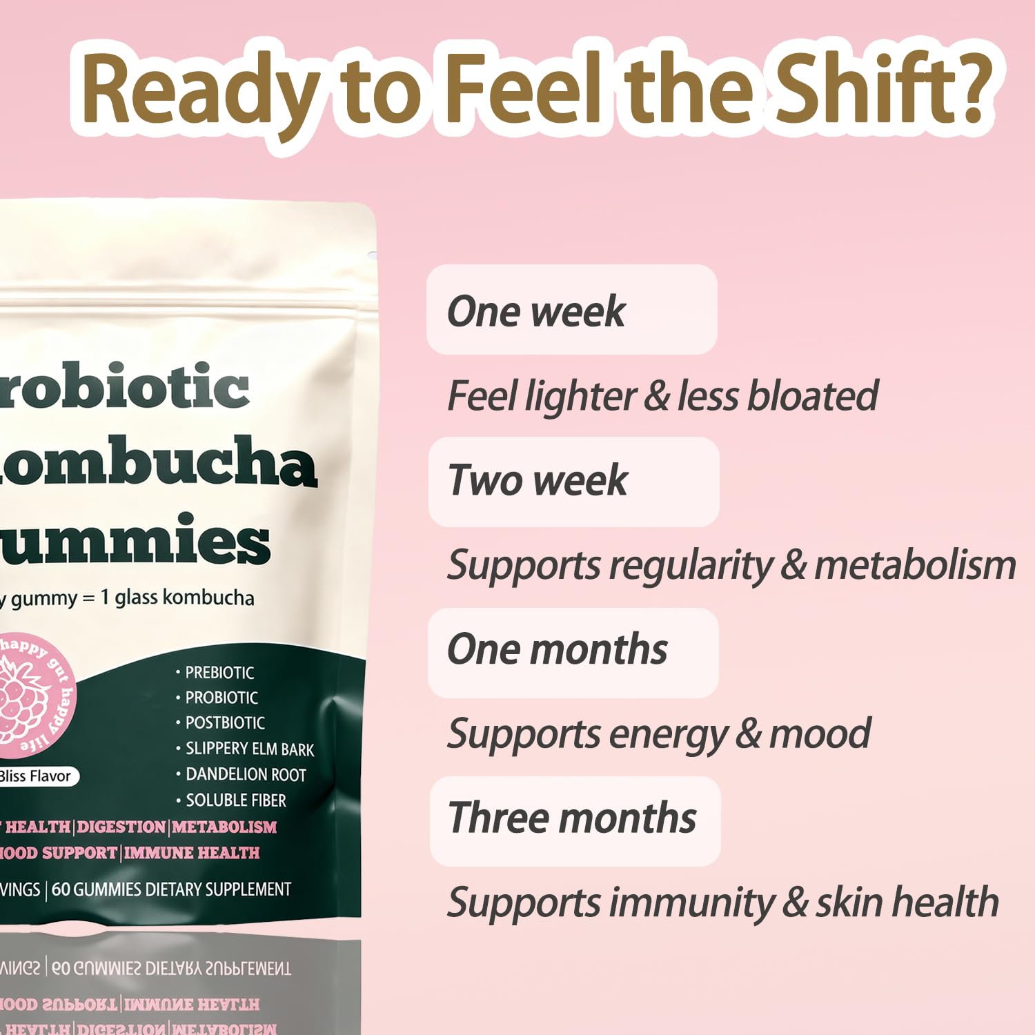 Glo Vous Probiotic Kombucha Gummies – 60 Gummies, with Prebiotics, Postbiotics & Fiber,Includes Slippery Elm, Dandelion Root & MCT Oil,Supports Digestive Health, Bloating Relief & Gut Support Glo Vous buy supplements canada