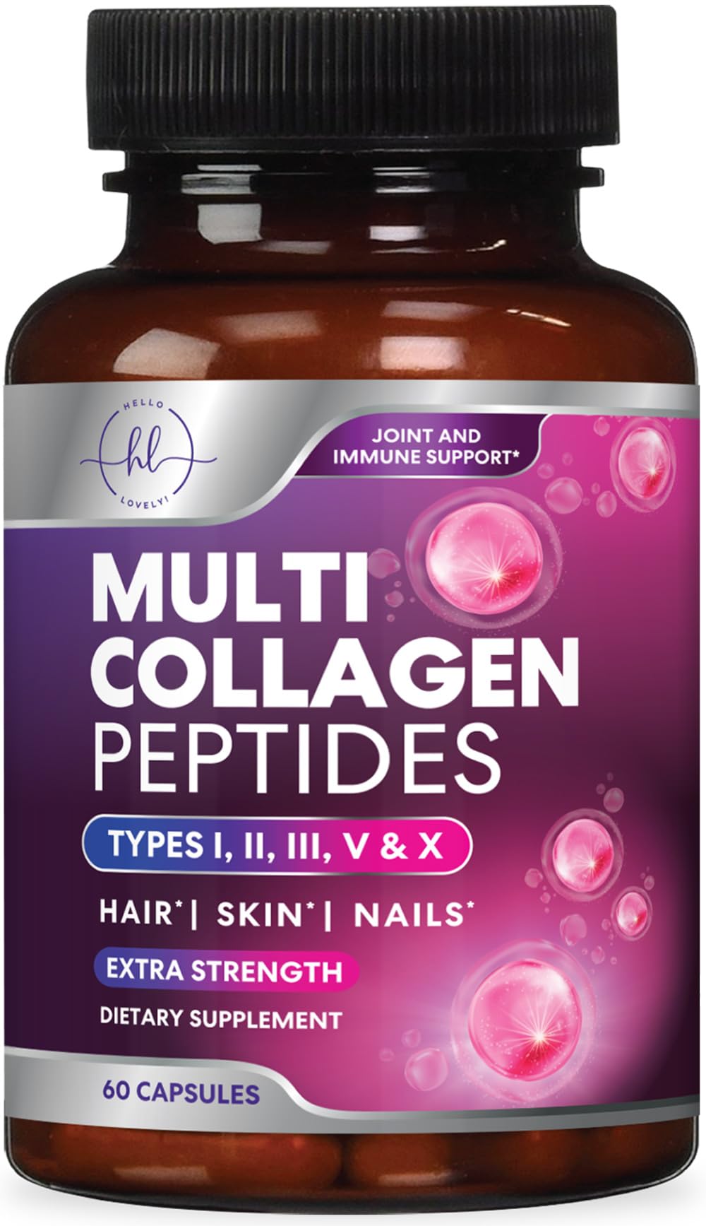 Multi Collagen Supplement 2400 mg - Types I, II, III, V & X Multi Collagen Peptides Pills for Women & Men, Hydrolyzed Collagen Supplements, Hair, Skin, Nail, & Joint Support Supplement, 60 Capsules Hello Lovely! buy supplements canada