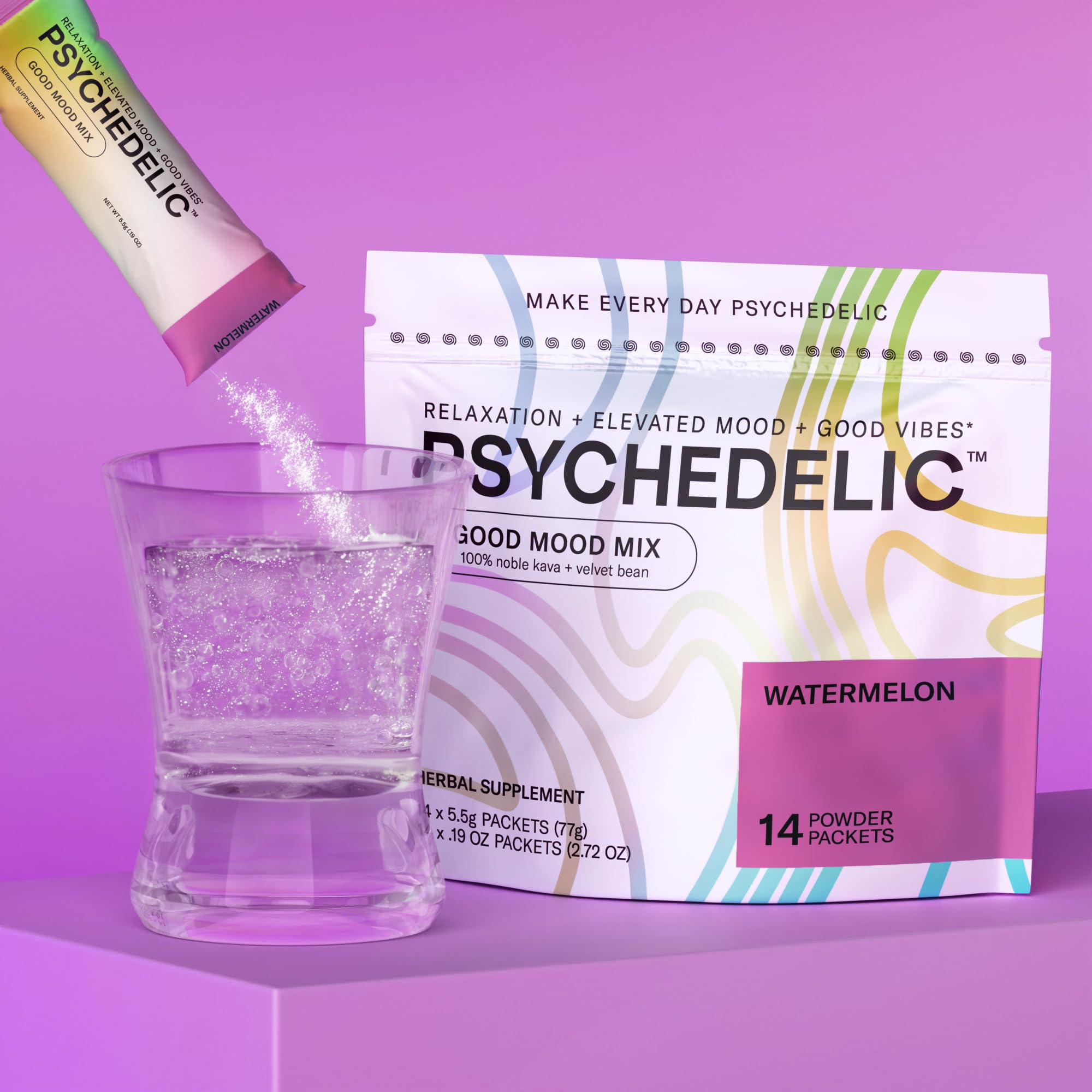 Good Mood Mix - Watermelon - Powder Packets - Calming Kava Drink Mix - Easy Open Psychedelic Water buy supplements canada