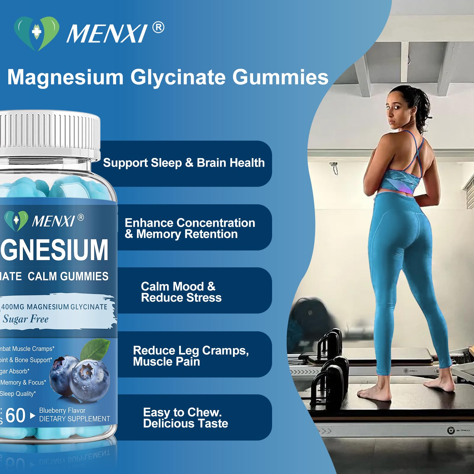 Magnesium Gummies 600mg per Serving-Magnesium Glycinate 400mg and Magnesium Malate 200mg,Sugar Free Magnesium Potassium Supplement for Calm Mood, Muscle, Bone & Sleep Support,60 Blueberry Gummies MENXI buy supplements canada