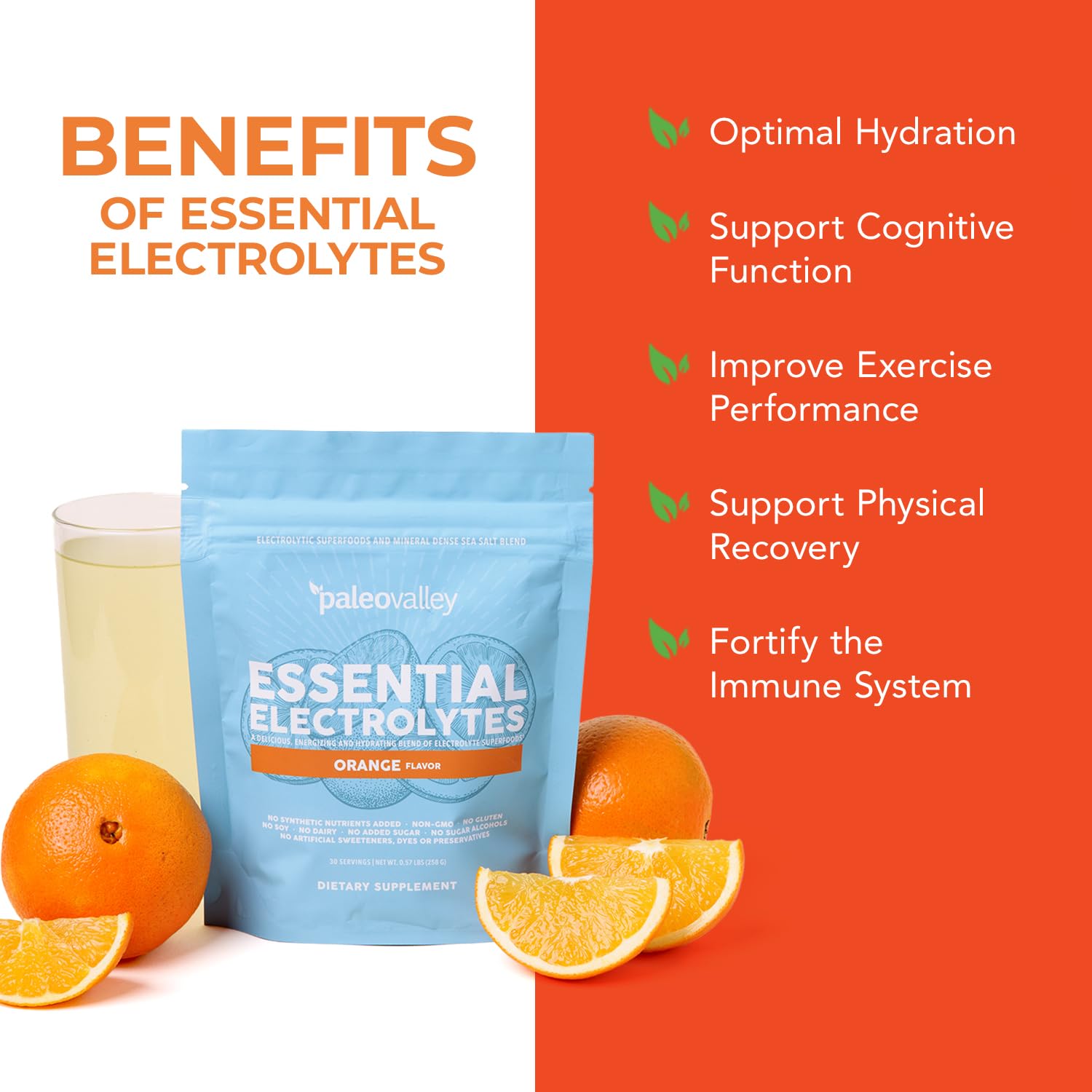 Paleovalley Essential Electrolytes Powder - Full Spectrum Orange Electrolyte Powder for Hydration, Energy and Muscle Recovery - No Sugar Added - 30 Servings Paleovalley buy supplements canada