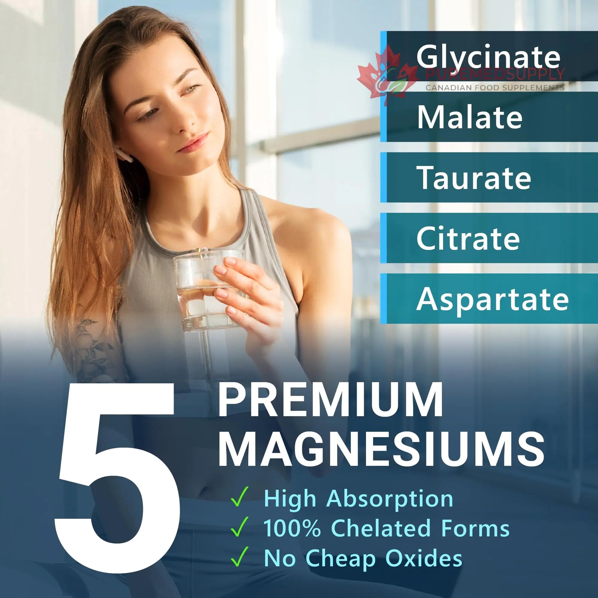 MyoActivo 5-in-1 Magnesium Complex - High Absorption - Chelated Magnesium Glycinate, Malate, Citrate, Taurate, & Aspartate for Nerves, Muscles, Bones | 120 Capsules | Magnesium Supplement MyoActivo buy supplements canada