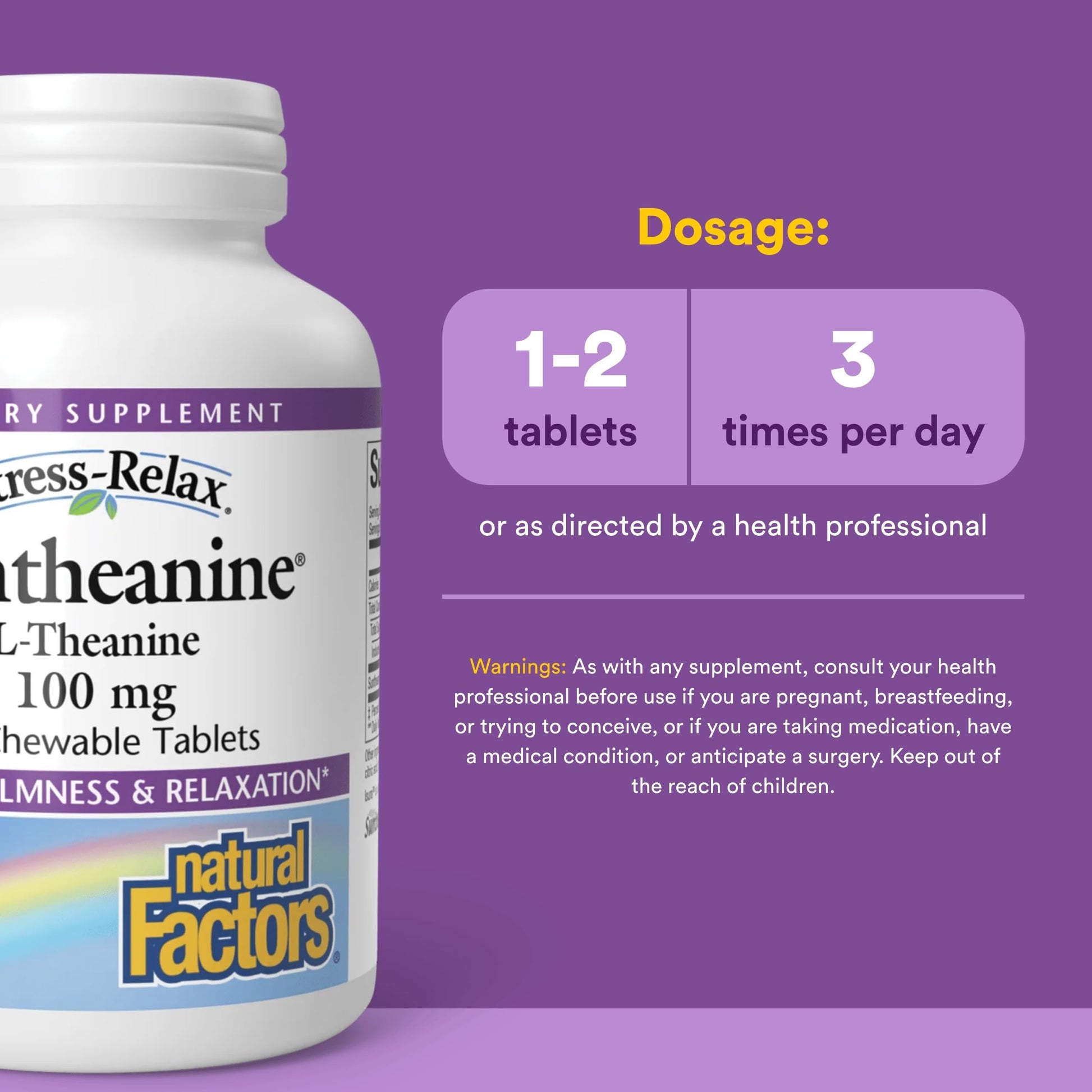Natural Factors Suntheanine L-Theanine 100 mg - Health Supplement for Calm Outlook - L-Theanine Supplement Supports Relaxing Sleep & Aids Against Drowsiness Natural Factors buy supplements canada