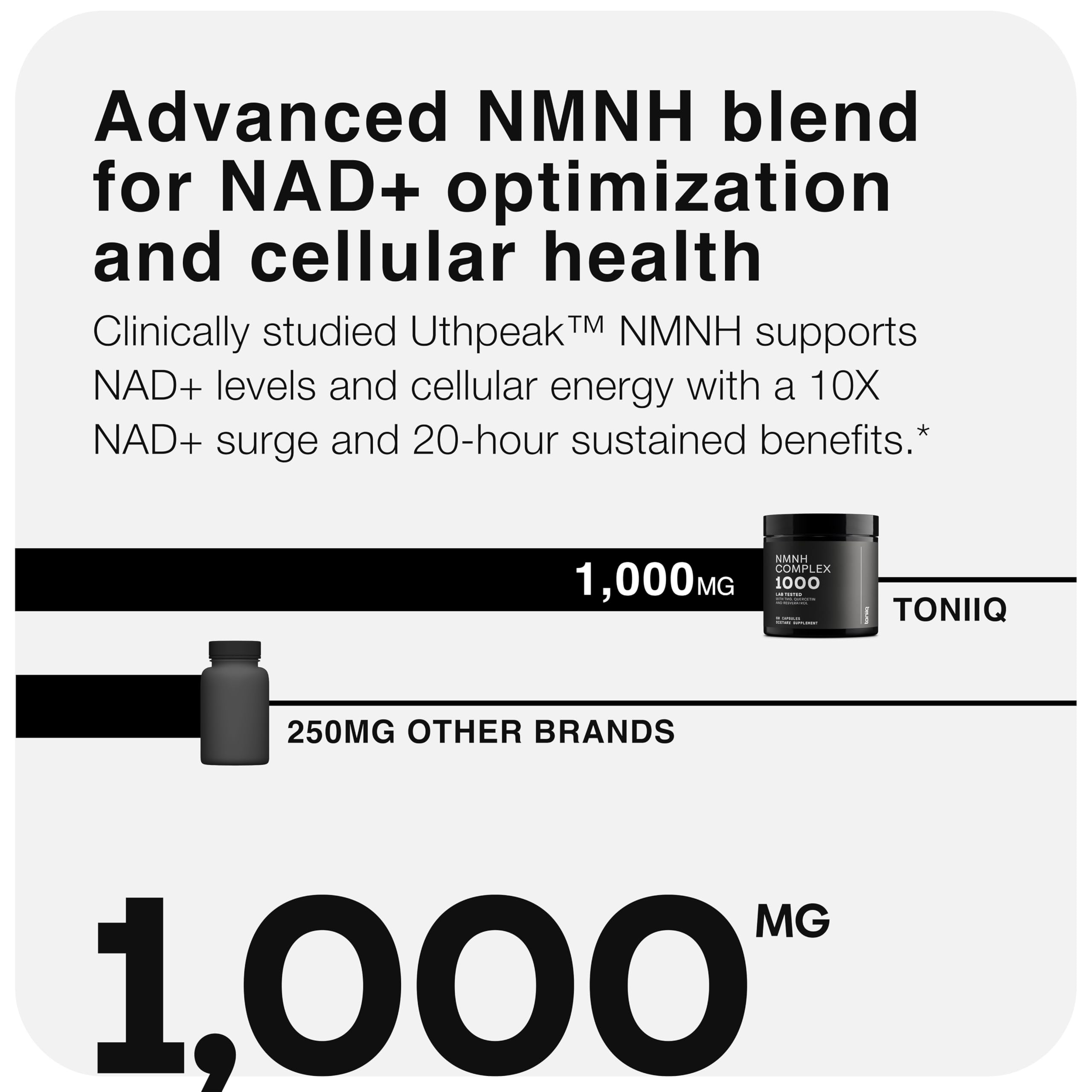 Toniiq NMNH Supplement – Ultra High Potency 1,000mg Complex with Clinically Studied Uthpeak™ NMNH, Resveratrol, Quercetin & TMG – Highly Purified – Third-Party Lab Tested – 60 Capsules Toniiq buy supplements canada