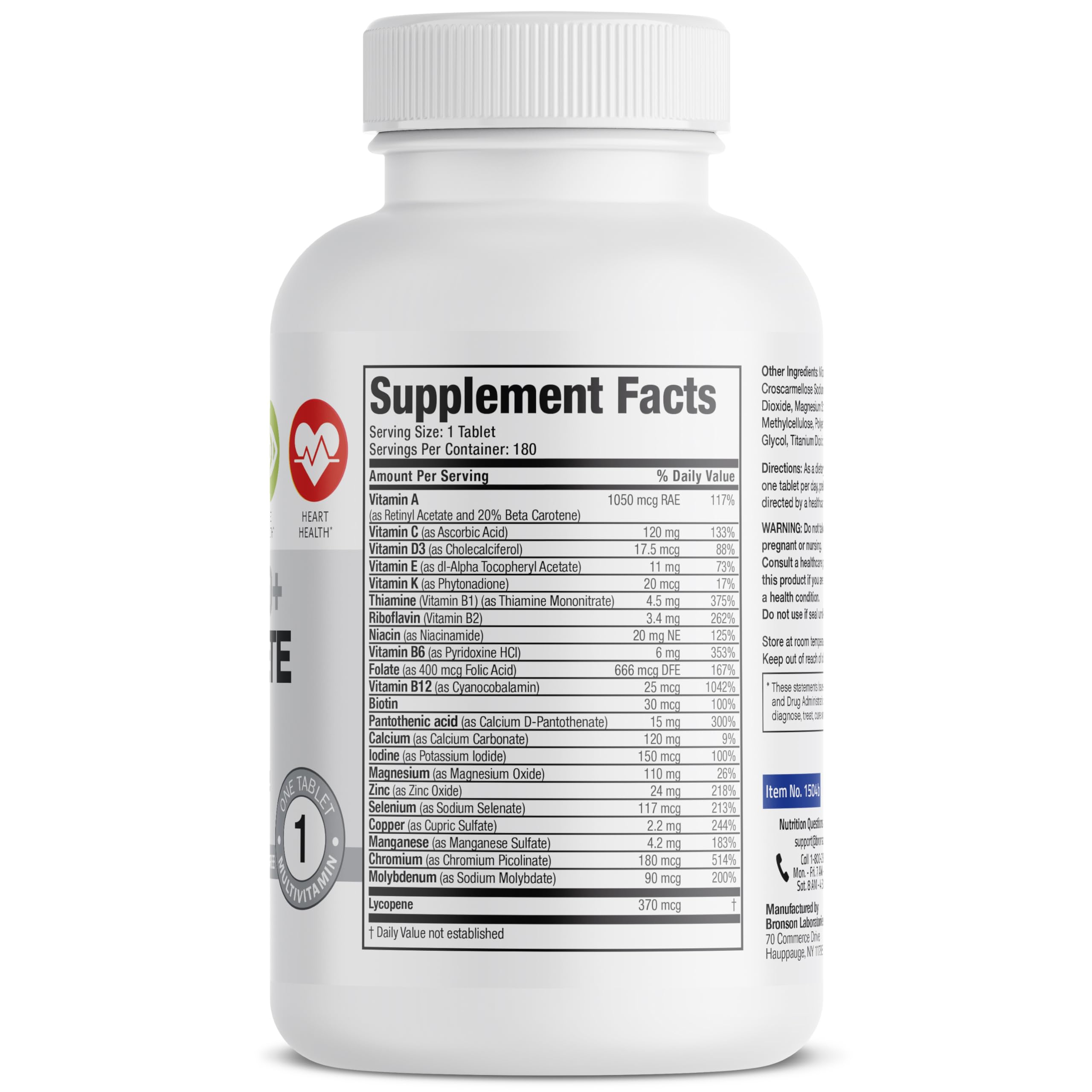 Bronson ONE Daily Mens 50+ Complete Multivitamin Multimineral, 180 Tablets Bronson buy supplements canada