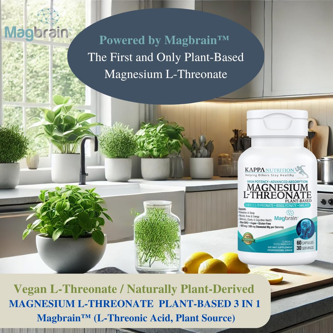 Kappa Nutrition Powered by Magbrain™ Magnesium L-Threonate Plant-Based, 60 Vegan Capsules, 420mg Elemental Magnesium (3 Capsules) from 2,253mg KAPPA NUTRITION buy supplements canada