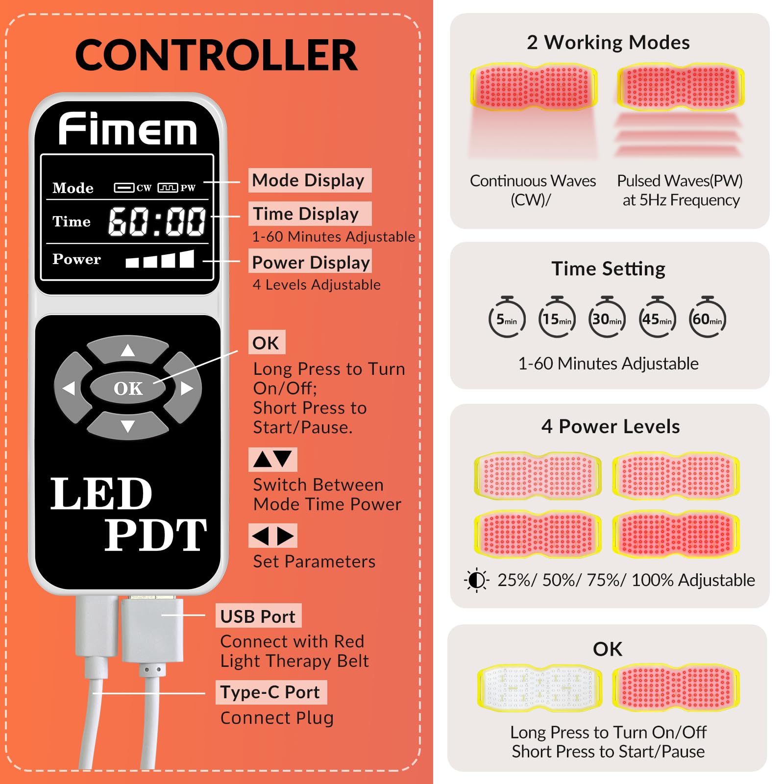 Fimem Red Light Therapy Belt 660nm 850nm 940nm, Red Light Therapy Device for Back, Infrared Light Therapy Fimem buy supplements canada