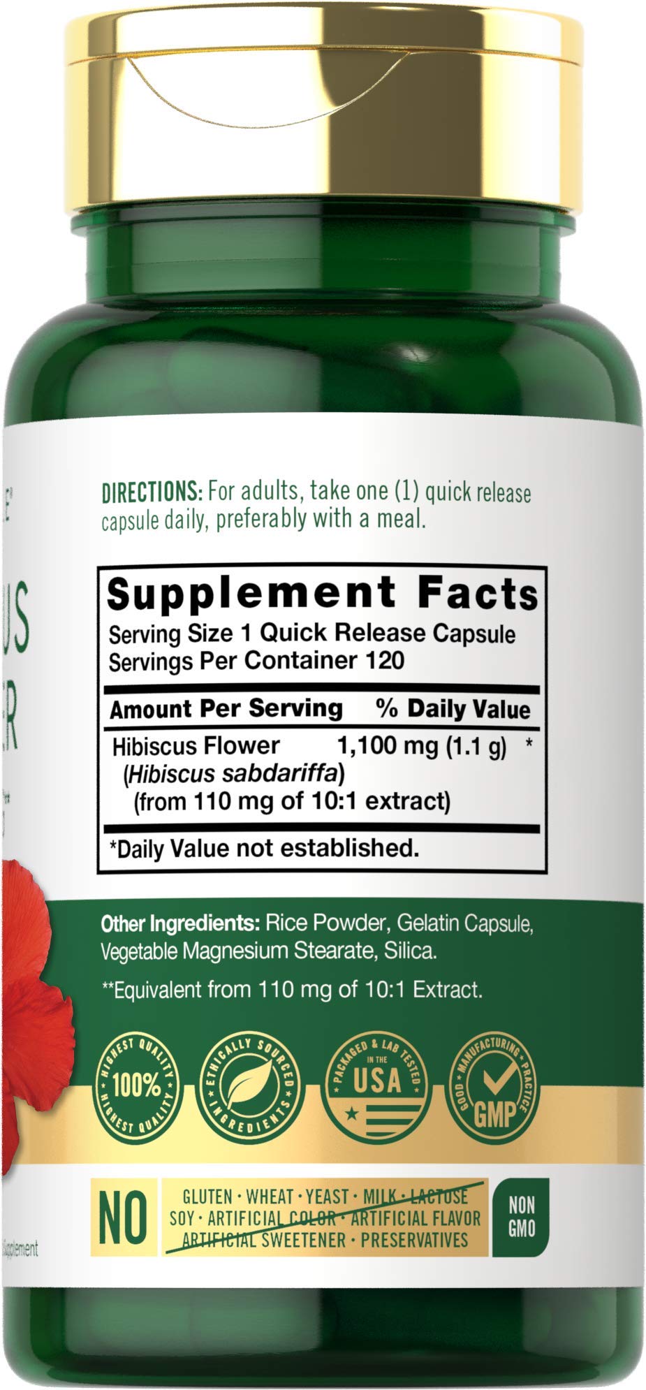 Hibiscus Flower Extract 1100 mg | 120 Capsules | Non-GMO, Gluten Free Supplement Carlyle buy supplements canada
